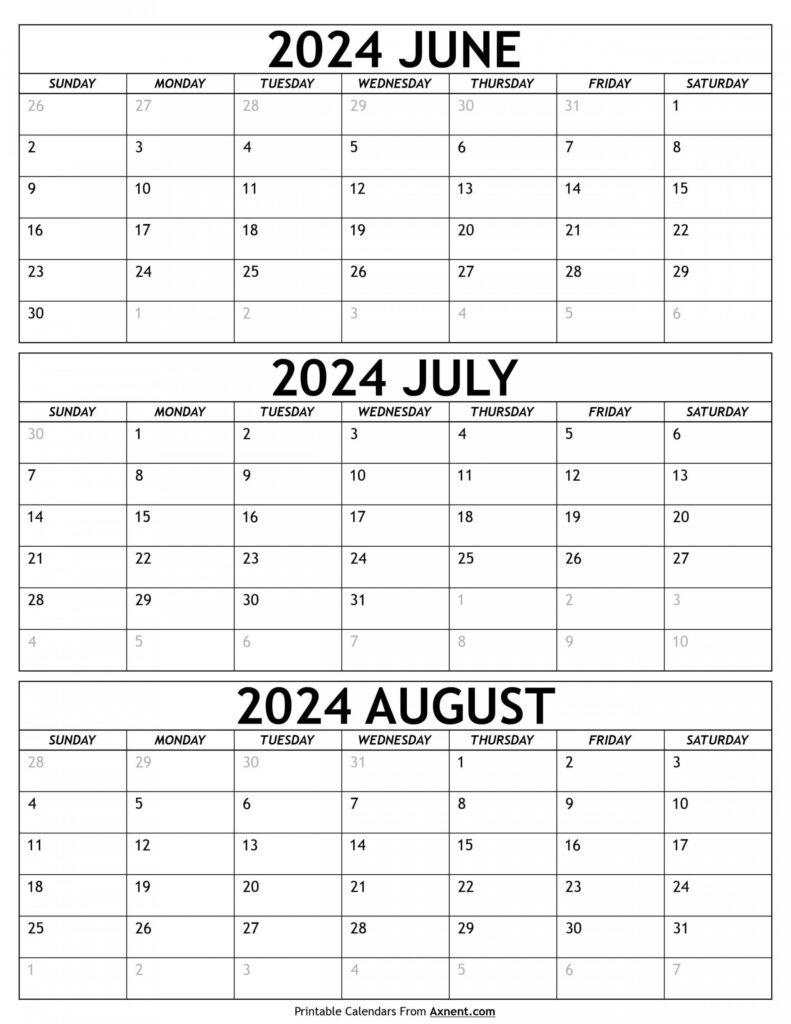 June/July 2024 Calendar Printable Calendar 2024