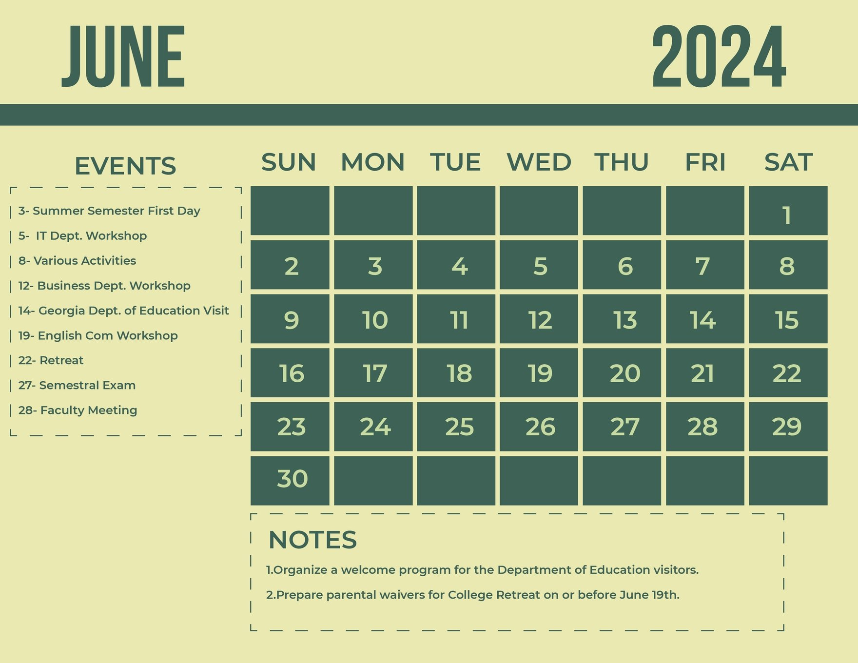 Printable June 2024 Calendar In Eps, Illustrator, Jpg, Word, Svg with regard to June Calendar Events 2024