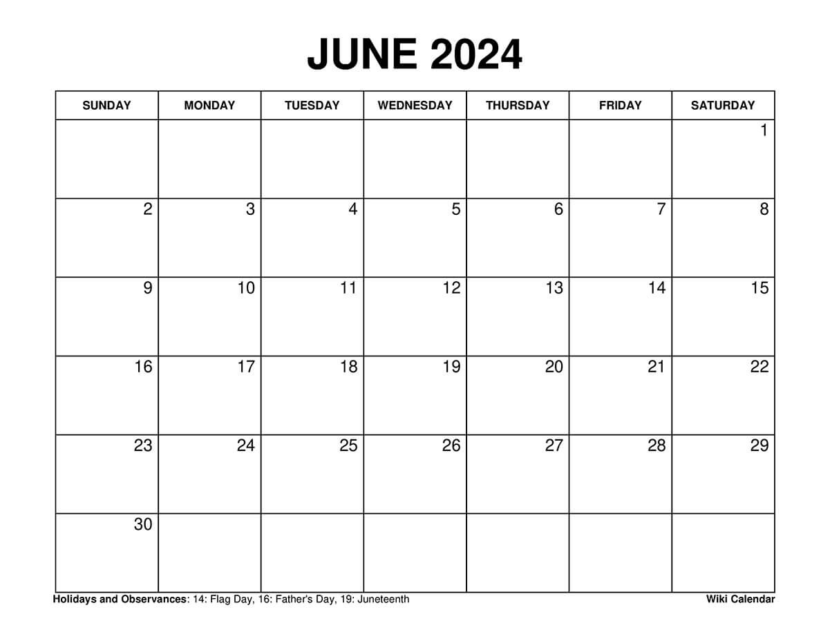 Printable June 2024 Calendar Templates With Holidays inside June To December 2024 Calendar