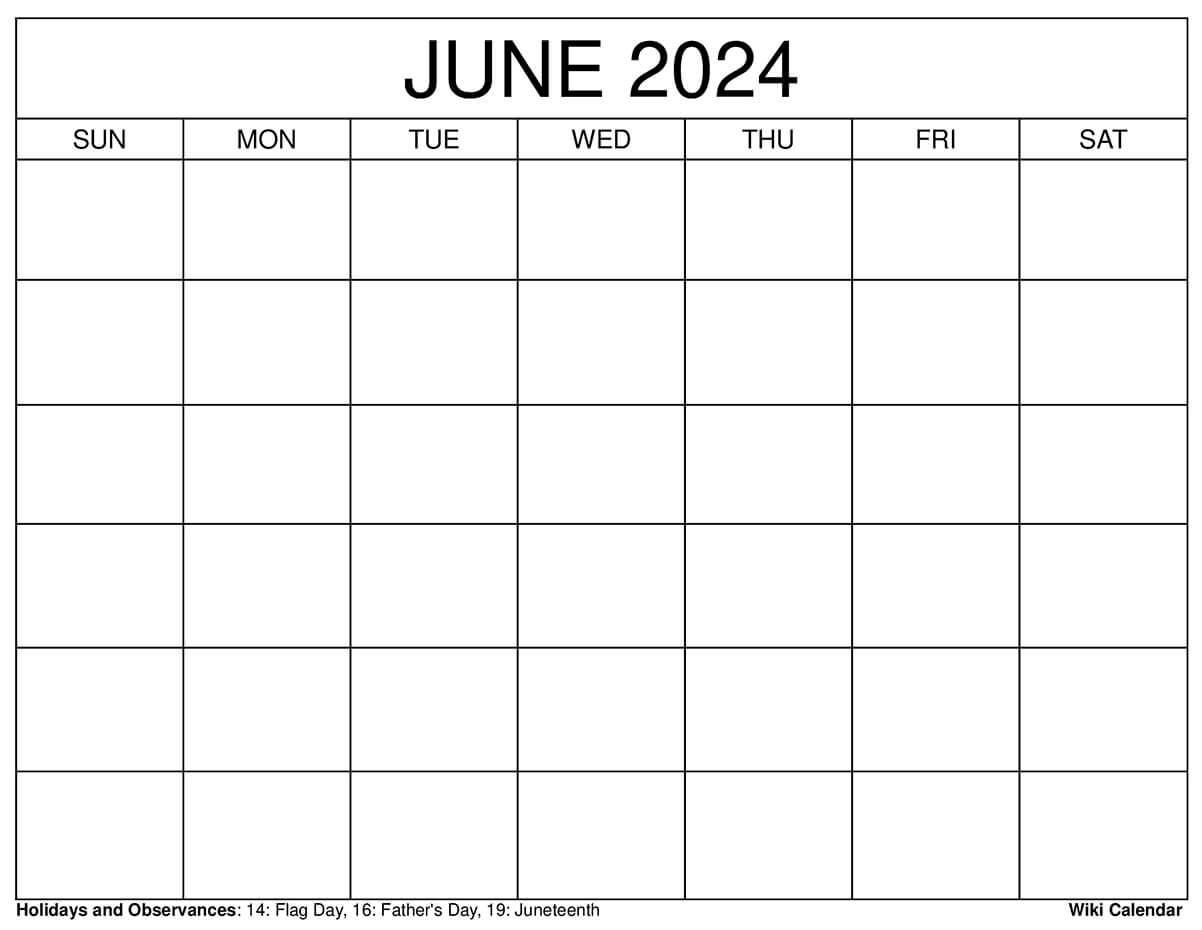 Printable June 2024 Calendar Templates With Holidays with regard to Show Me A Calendar For June 2024
