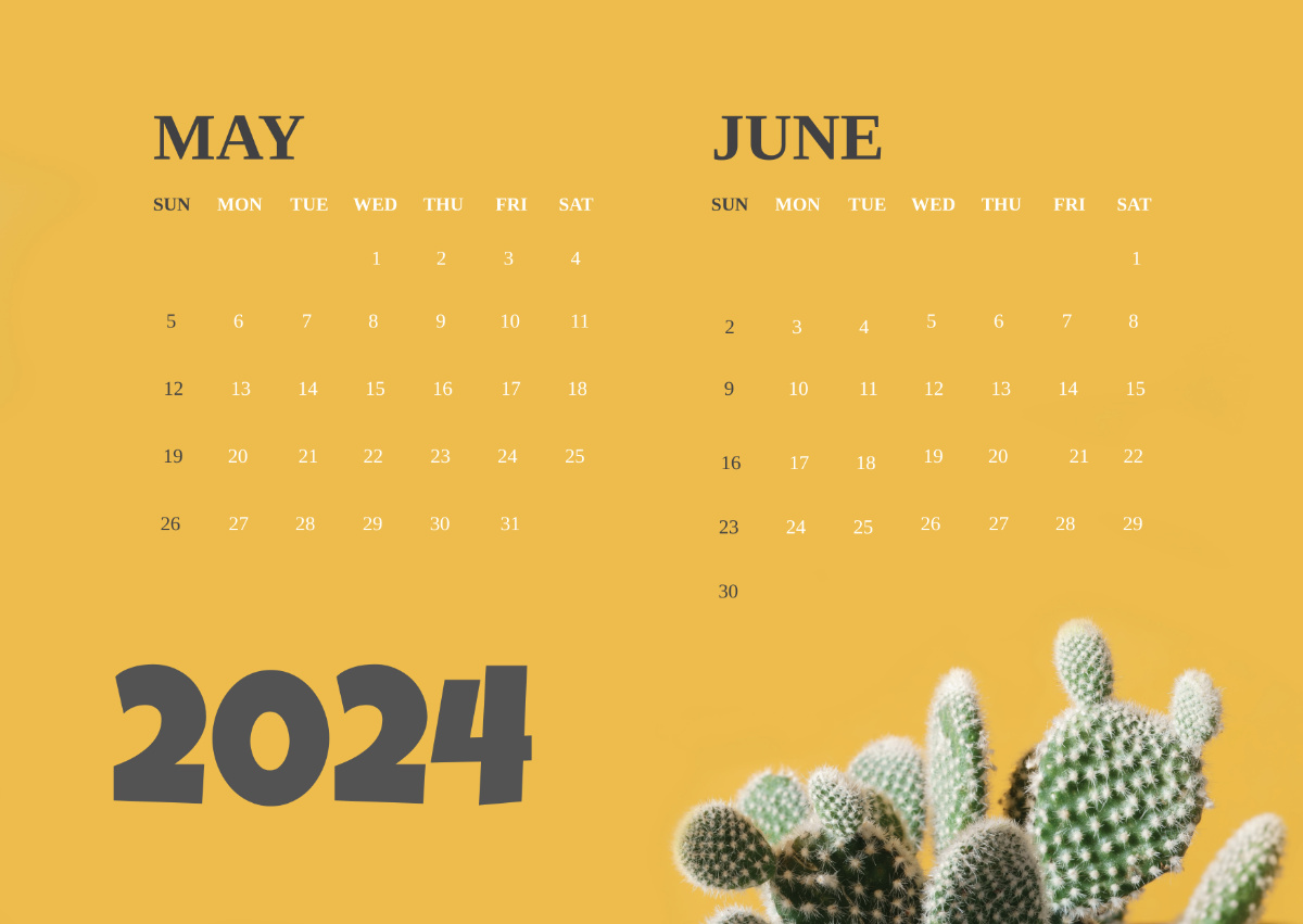 Printable May And June 2024 Calendar Template - Edit Online for May-June 2024 Calendar