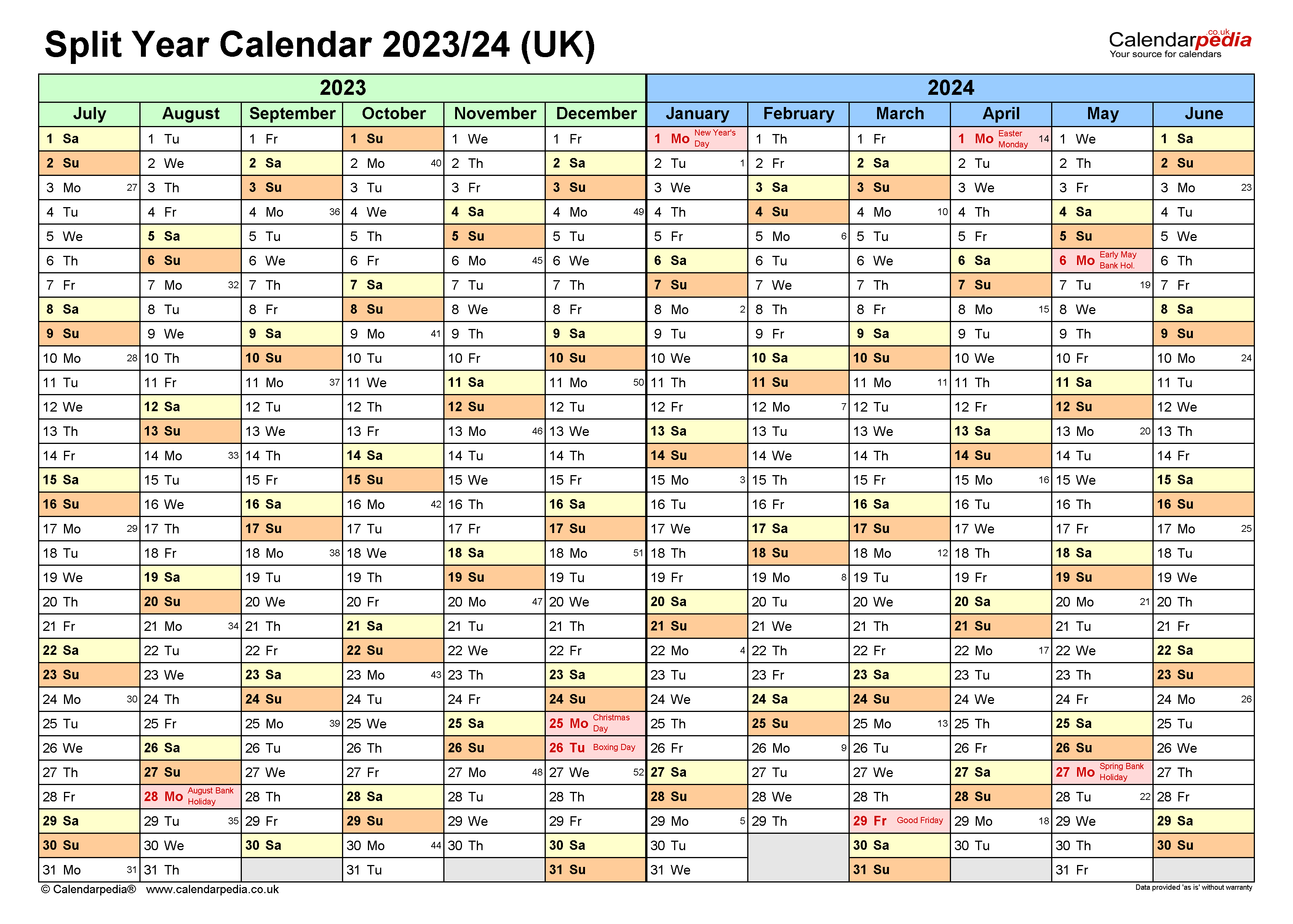 Split Year Calendars 2023/24 Uk (July To June) For Pdf regarding Blank Calendar September 2023-June 2024