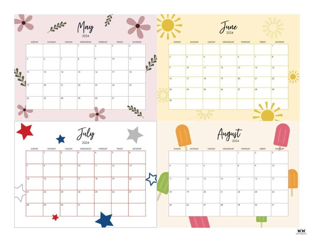 2024 Four Month Calendars - 18 Free Printables | Printabulls regarding 4 Month Calendar Starting July 2024