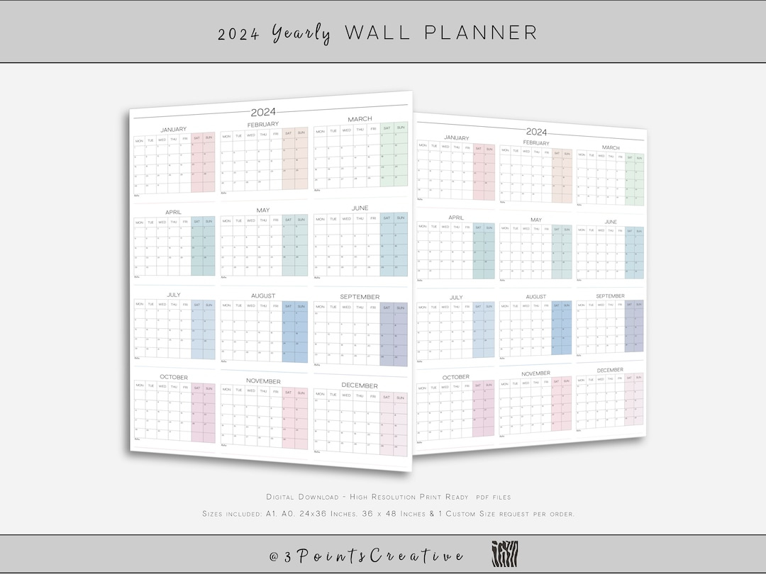 2024 Large Wall Calendar, Printable Large Wall Planner With A throughout 6 Month Wall Calendar Starting July 2024