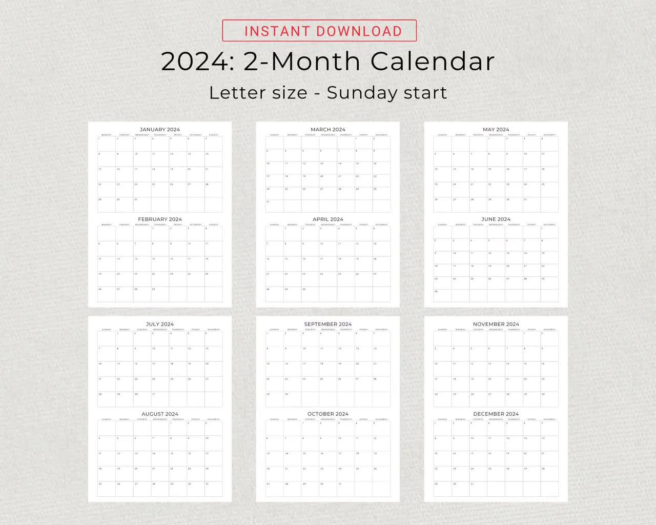 Buy 2024 2 Month Calendar 2024 Planner Calendar Wall Calendar 2 in 2 Month Calendar Starting July 2024