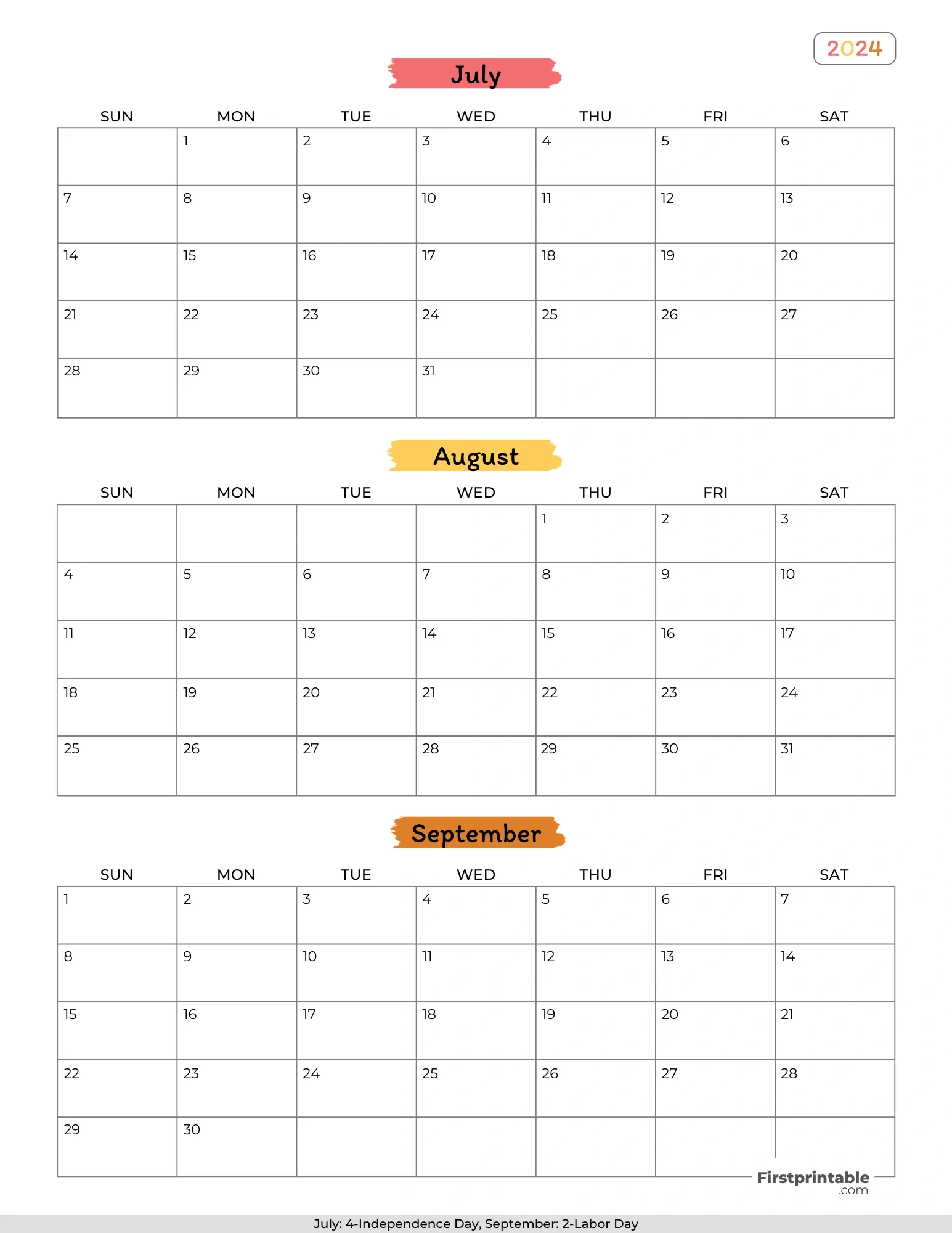 Free 3 Month Calendars 2024 throughout 3 Month Calendar Printable June July August 2024