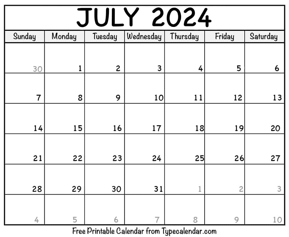 Free Printable July 2024 Calendars - Download throughout 5 Month Desk Calendar Starting July 2024