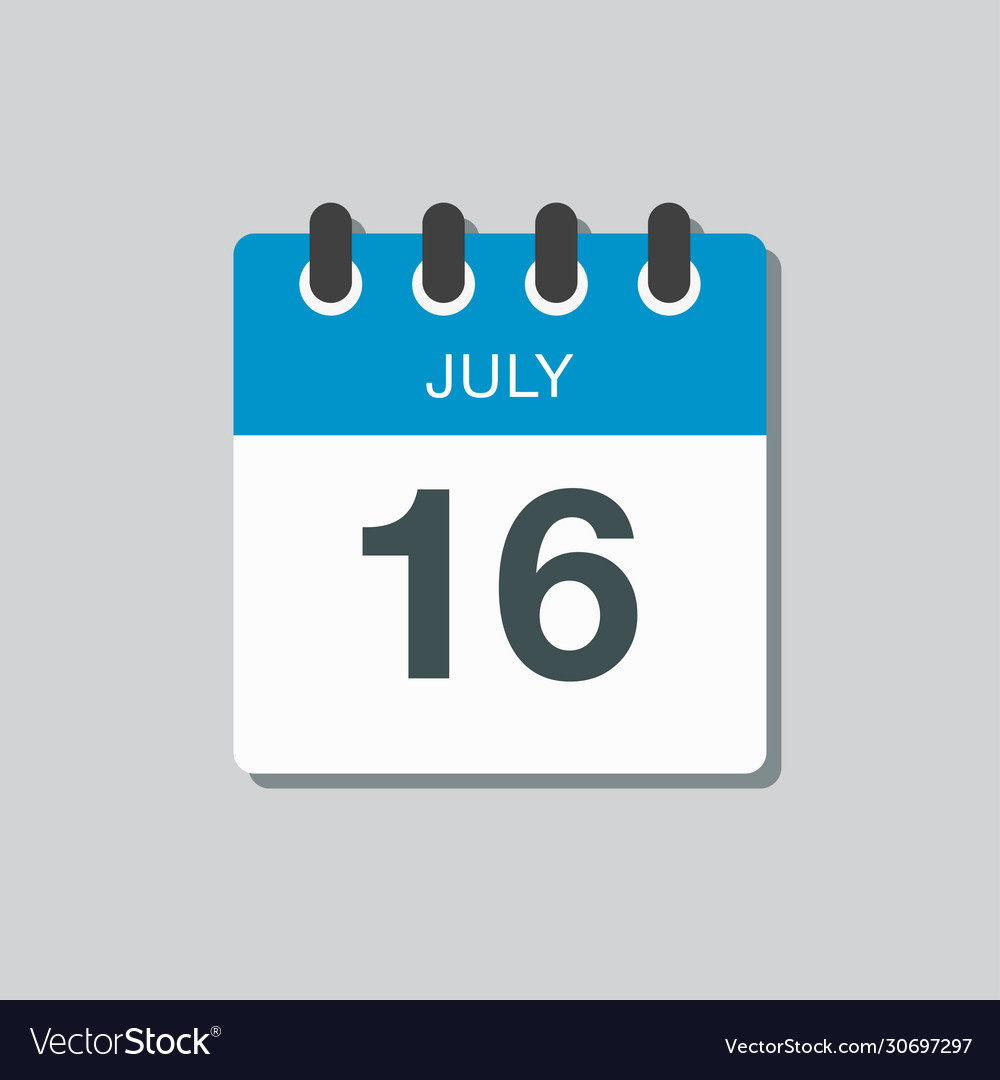 Icon Calendar Day 16 July Summer Days Year Vector Image throughout Calendar Emoji July 16 2024