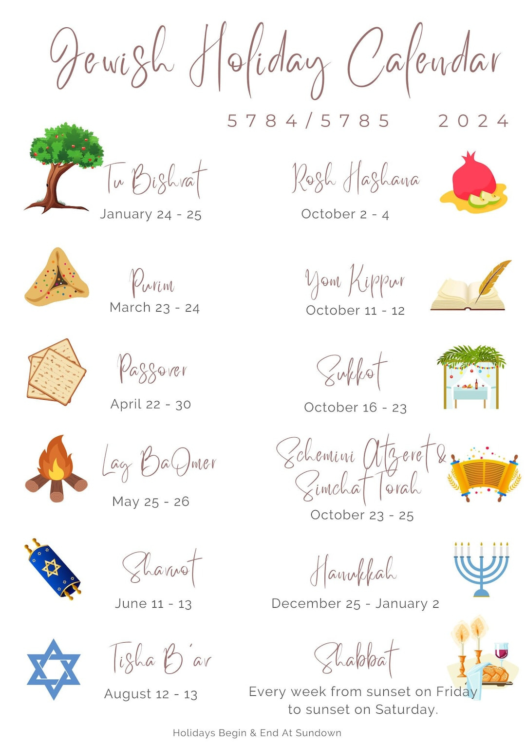 Jewish Holiday Calendar 2024 Hebrew Calendar 5784/578 Jewish Calendar Year/Months Jewish Calendar Gift - Etsy inside July 30 Jewish Calendar 2024