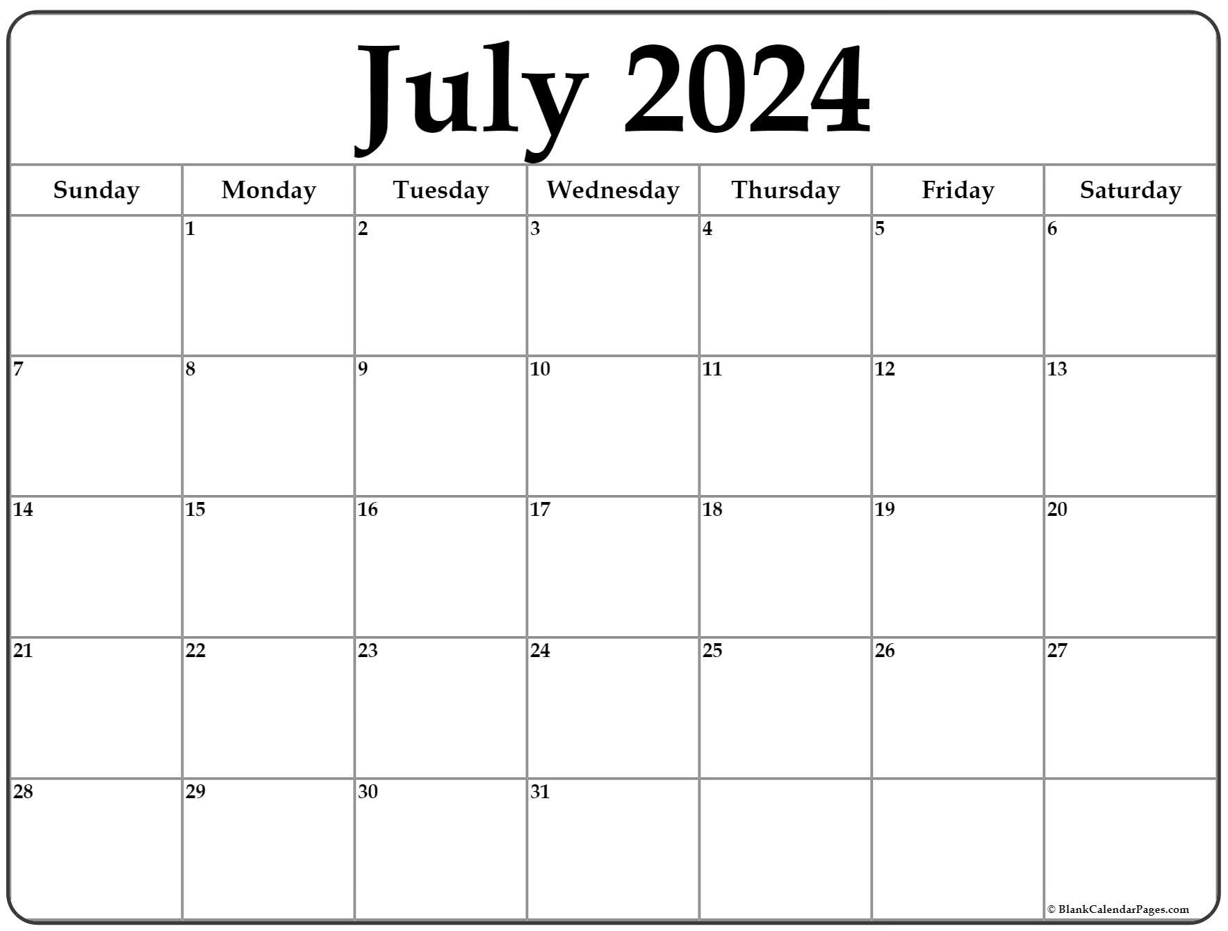 July 2024 Calendar | Free Printable Calendar intended for Calendar Page July 2024