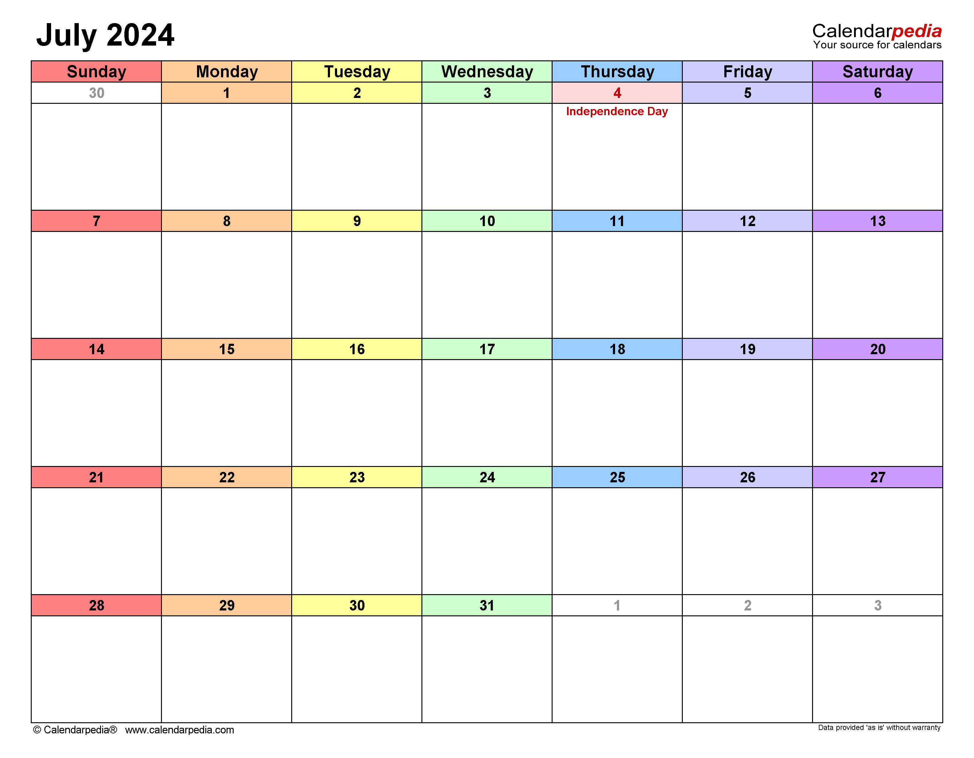 July 2024 Calendar | Templates For Word, Excel And Pdf with Blank July 2024 Calendar Editable