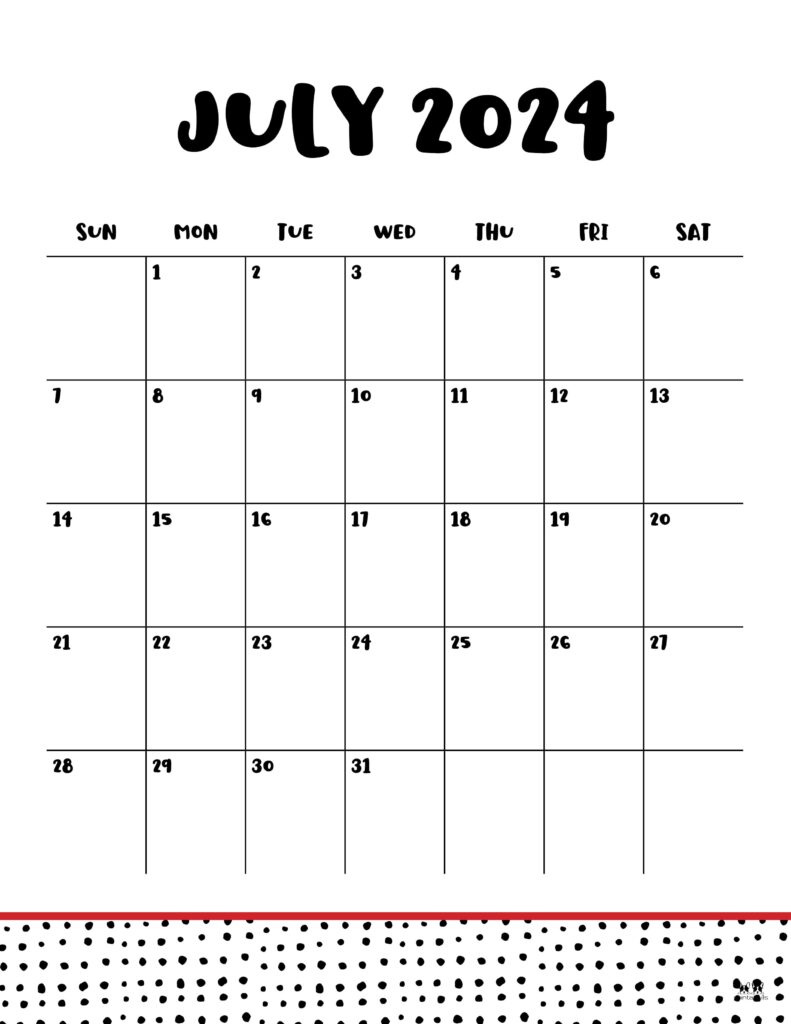 July 2024 Calendars - 50 Free Printables | Printabulls inside 23Rd July 2024 Calendar Printable