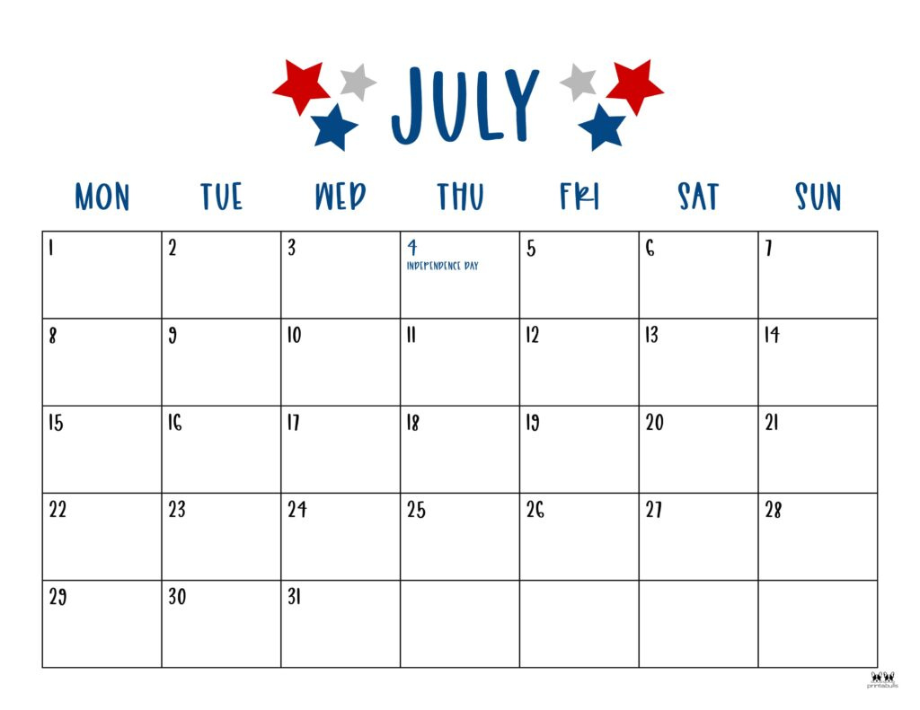 July 2024 Calendars - 50 Free Printables | Printabulls within 12 Month Calendar Starting July 2024