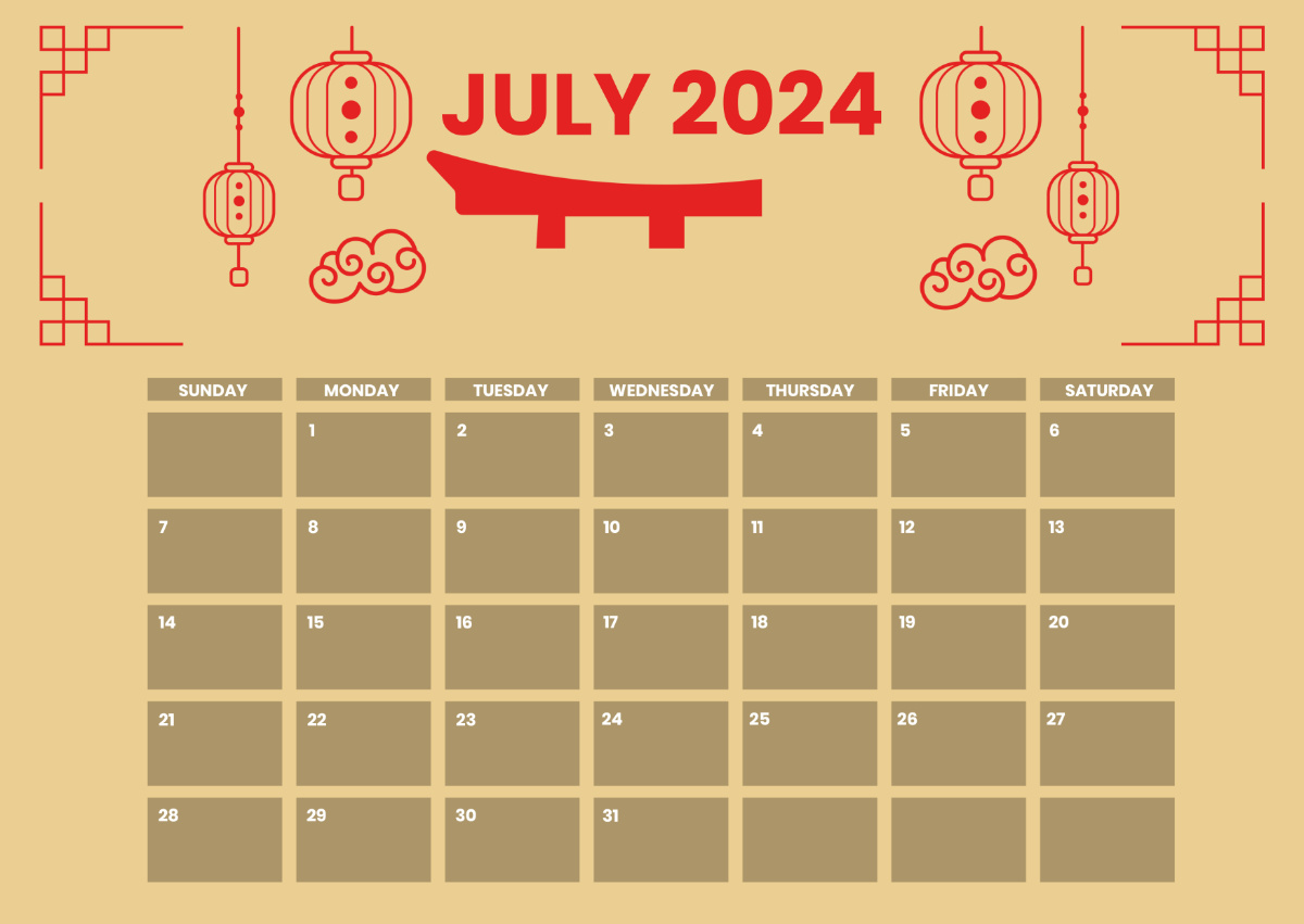 July 2024 Chinese Calendar Template - Edit Online &amp;amp; Download for July 10 Chinese Calendar 2024