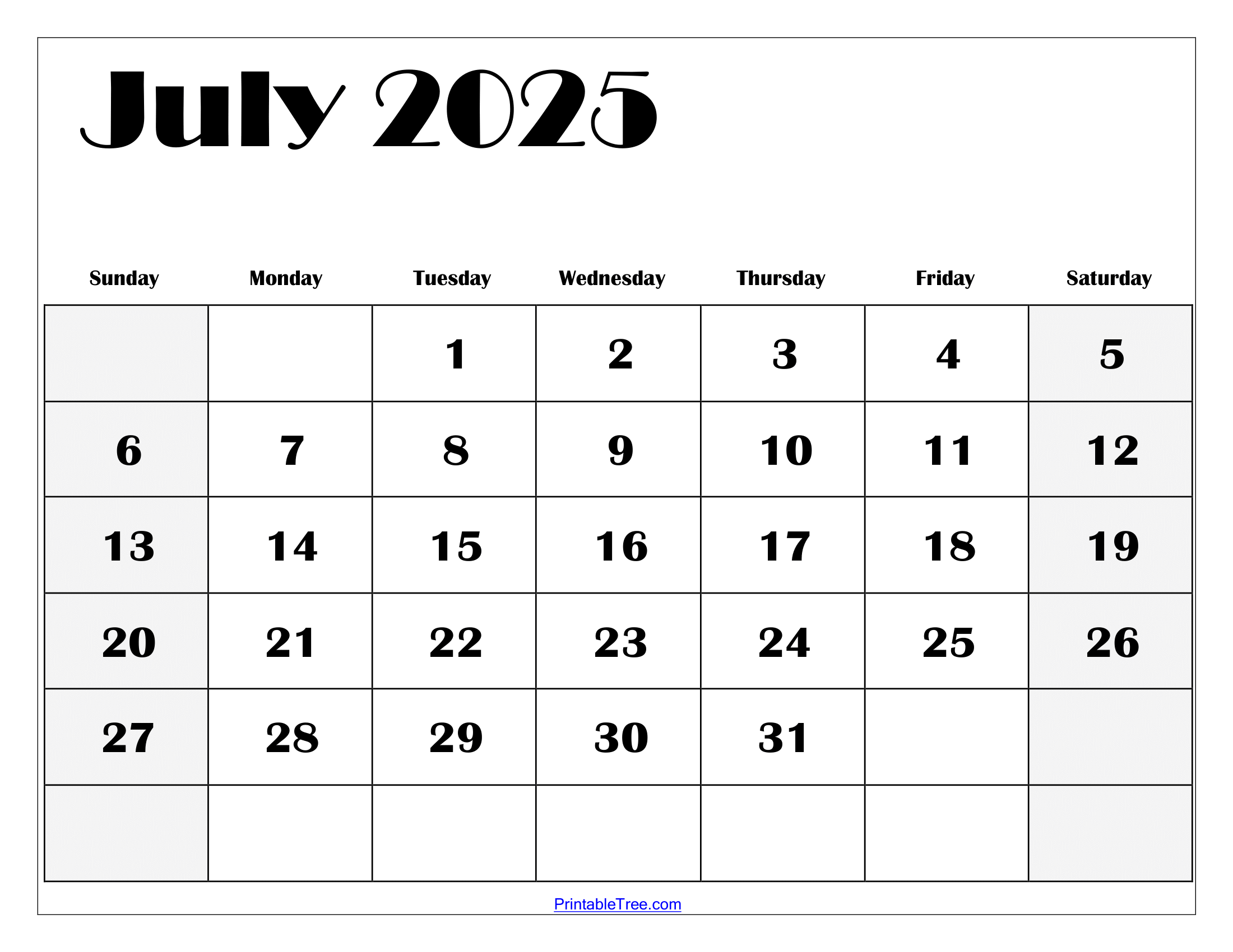 July 2025 Calendar Printable Pdf Template With Holidays regarding Calendar For July 2025