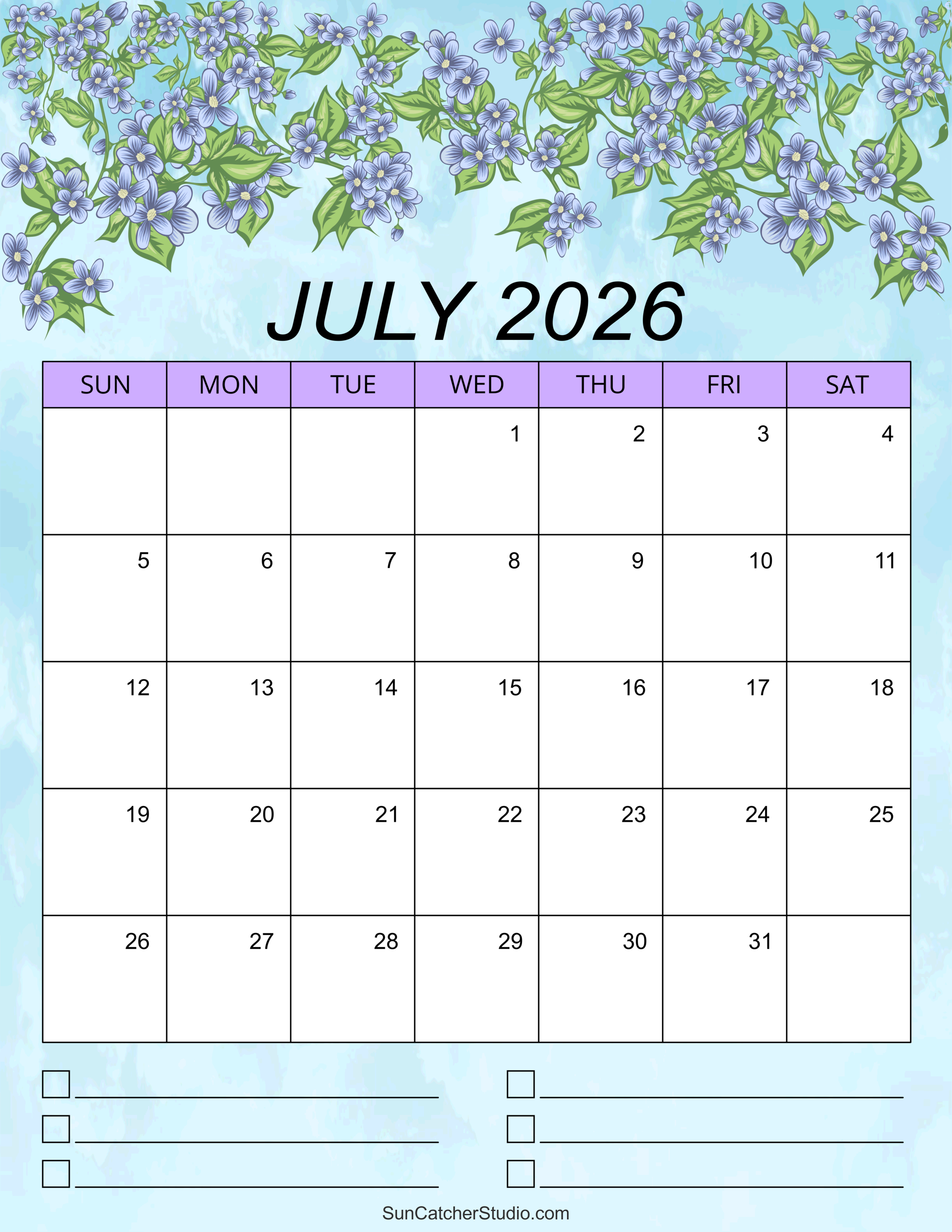 July 2026 Calendar (Free Printable) – Diy Projects, Patterns inside Calendar For July 2026