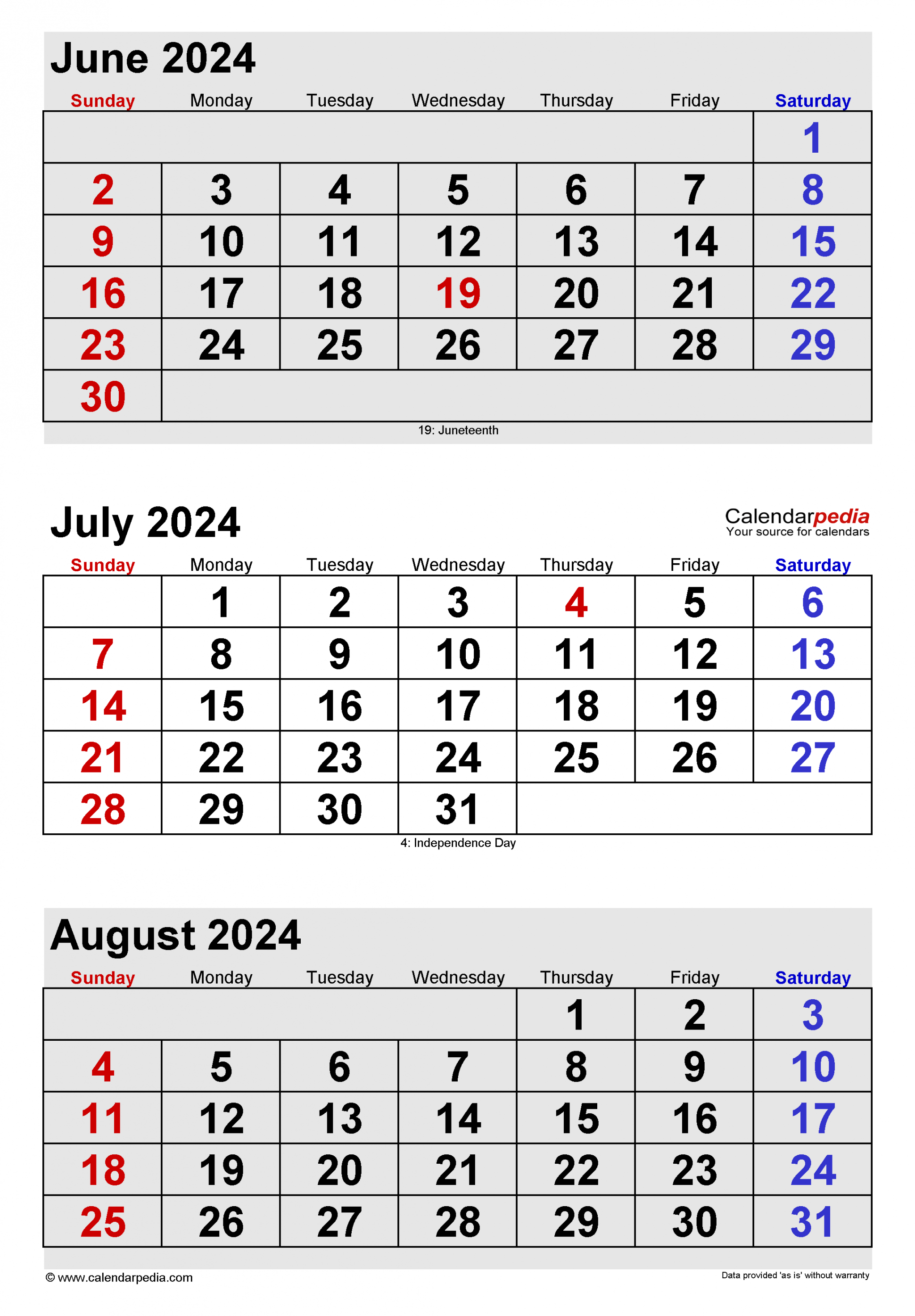 June-July-August Calendar 2024 In 2024 | August Calendar, Calendar within Calendar For June 2024 And July 2024