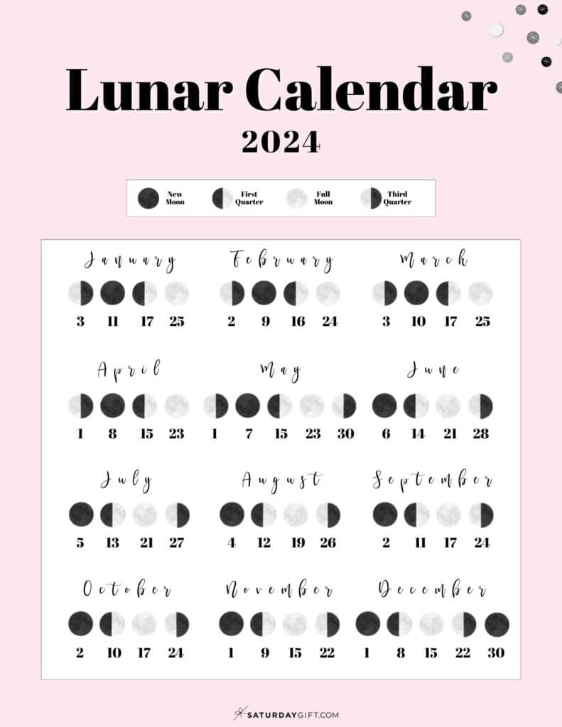Moon Phase Calendar - Cute &amp;amp; Free Printable 2024 Lunar Calendar with regard to 2024 July Moon Calendar
