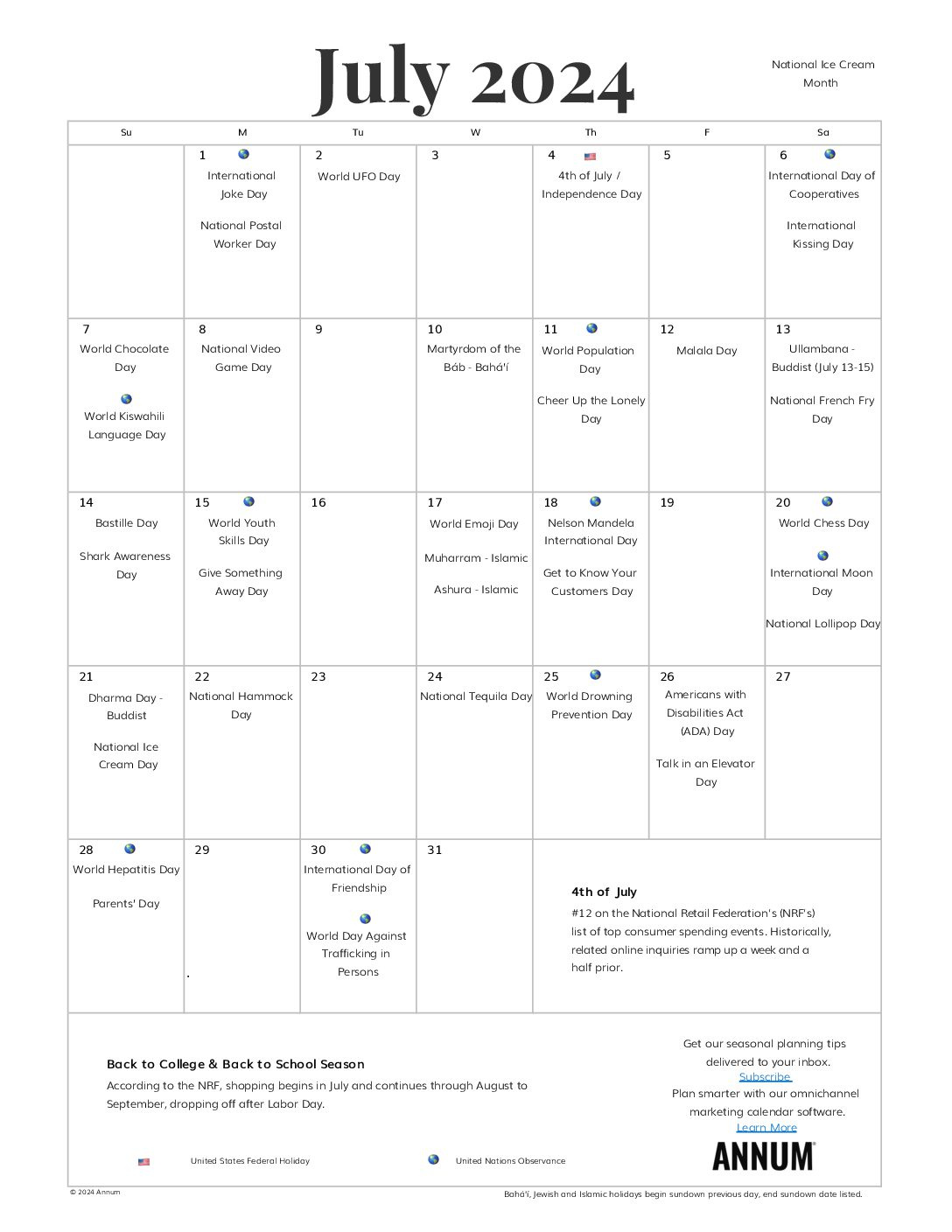 Printable July 2024 Calendar | July Holidays | Annum with regard to Calendar Events July 2024