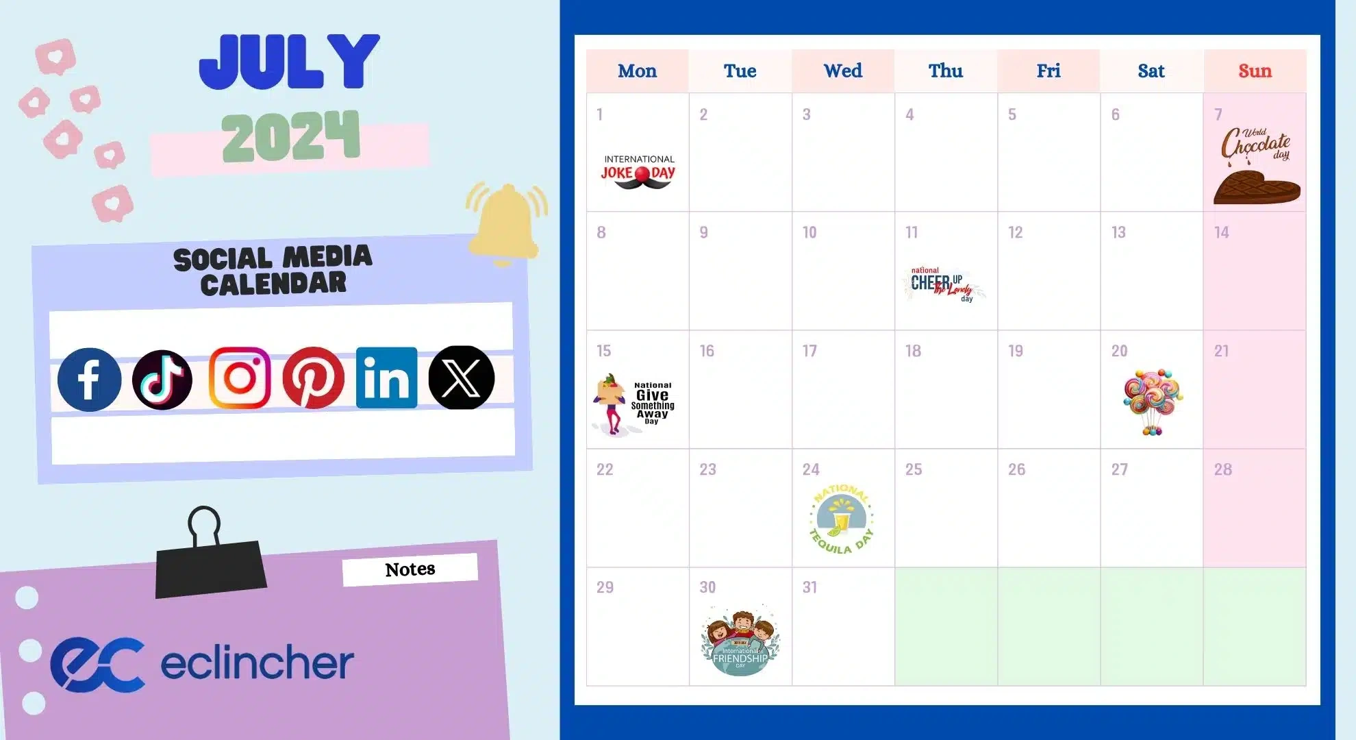 The Essential Social Media Calendar 2024 That You Can&amp;#039;T Miss intended for Calendar Emoji July 12 2024