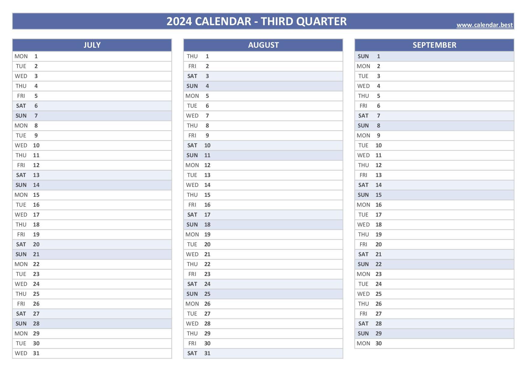 2024 Quarterly Calendar To Print with regard to August Sept October 2024 Calendar