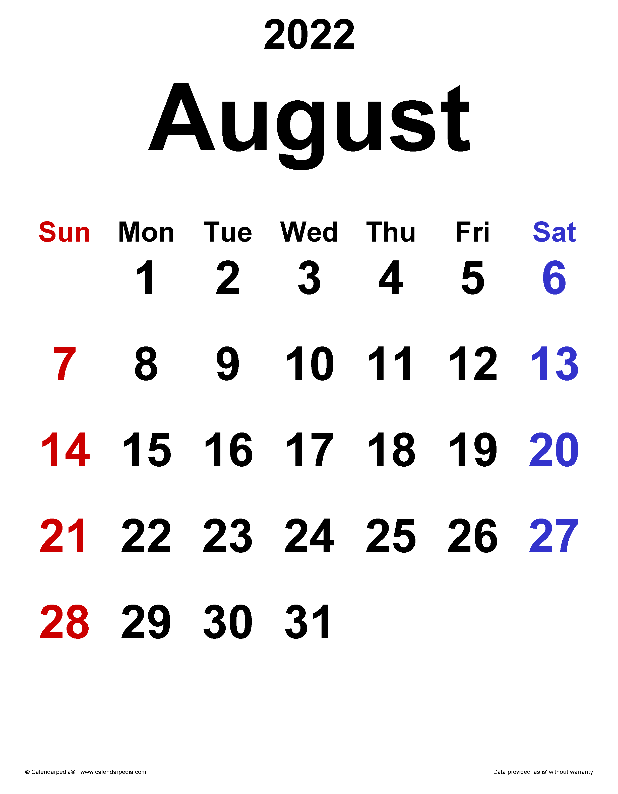 August 2022 Calendar | Templates For Word, Excel And Pdf regarding Calendar For August 2022