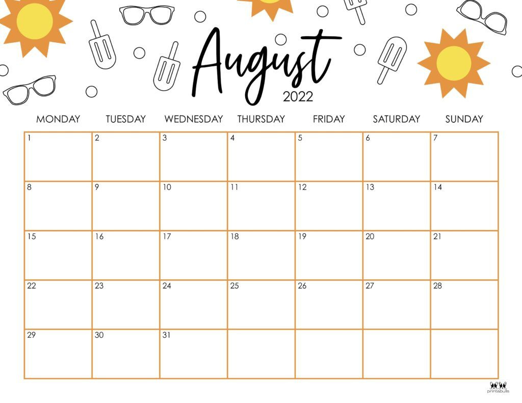 August 2022 Calendars - 33 Free Printables | Printabulls for Calendar For August 2022