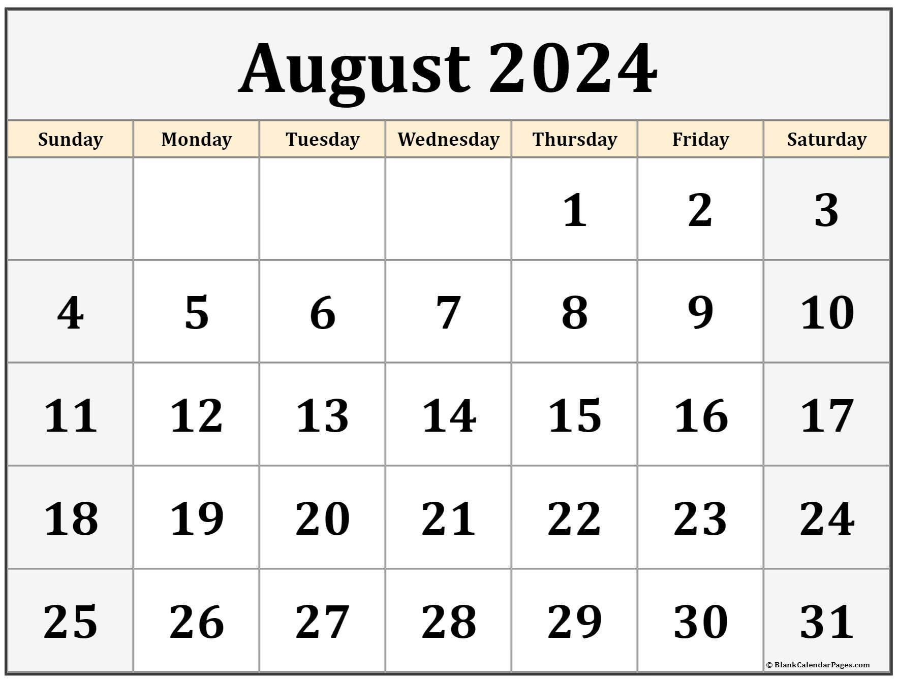 August 2024 Calendar | Free Printable Calendar inside Printable August Calendar Page 2024