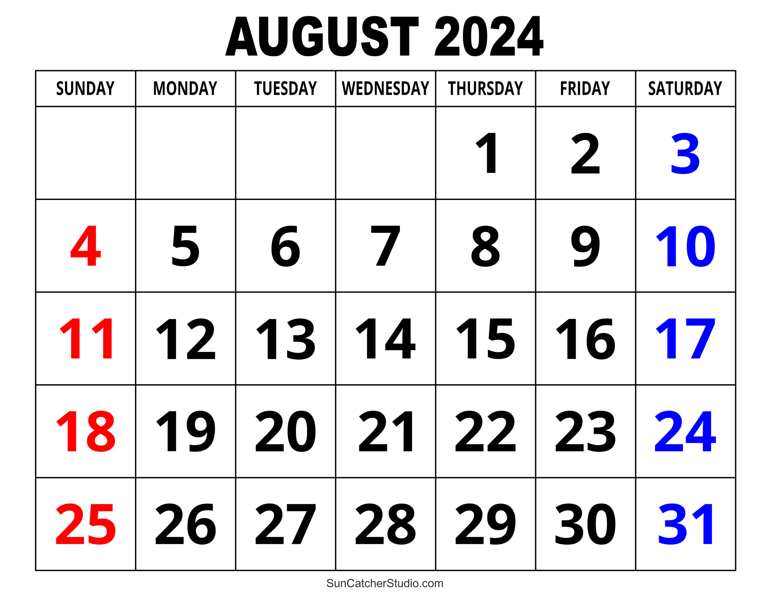 August 2024 Calendar (Free Printable) – Diy Projects, Patterns for August 2024 Monthly Calendar