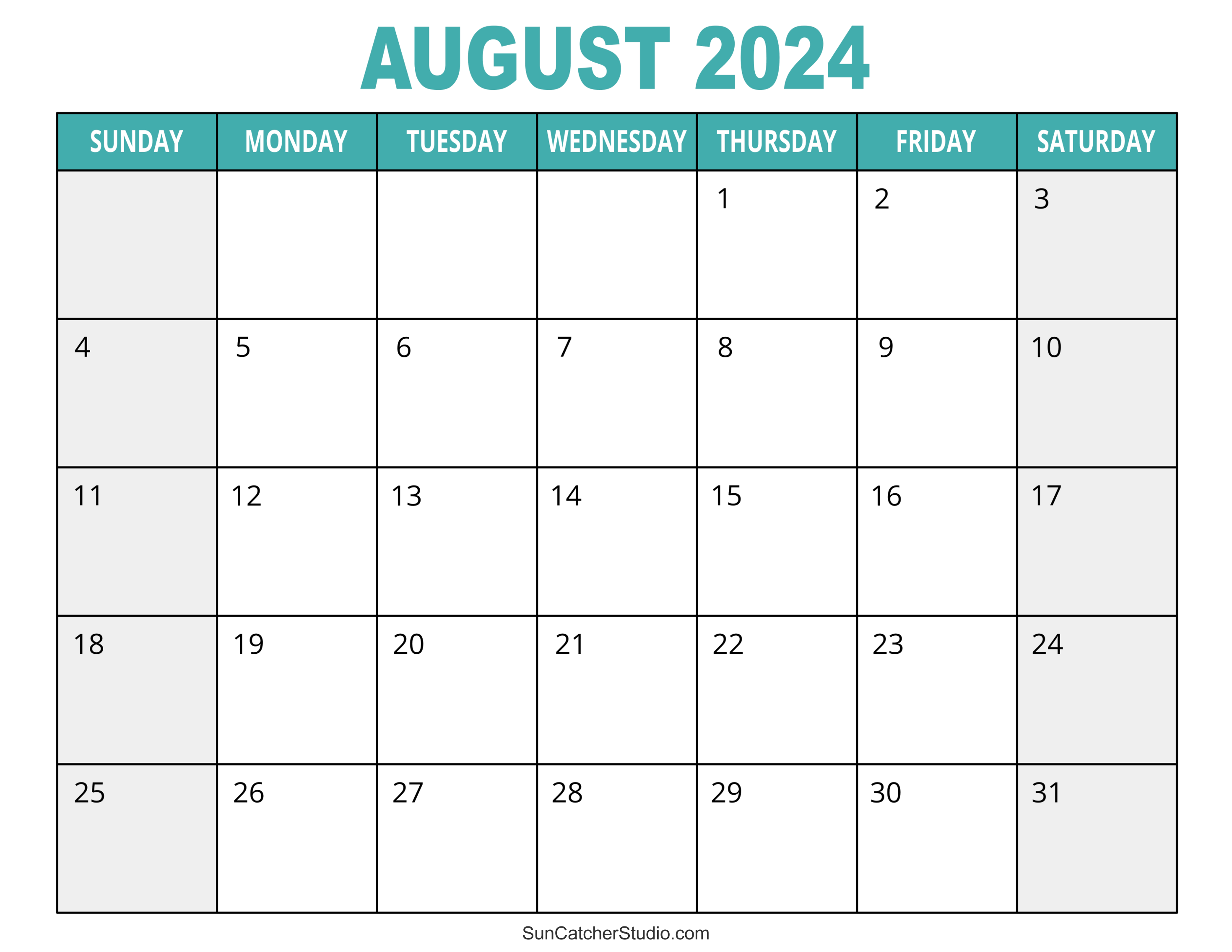 August 2024 Calendar (Free Printable) – Diy Projects, Patterns in Printable Calendar August To December 2024