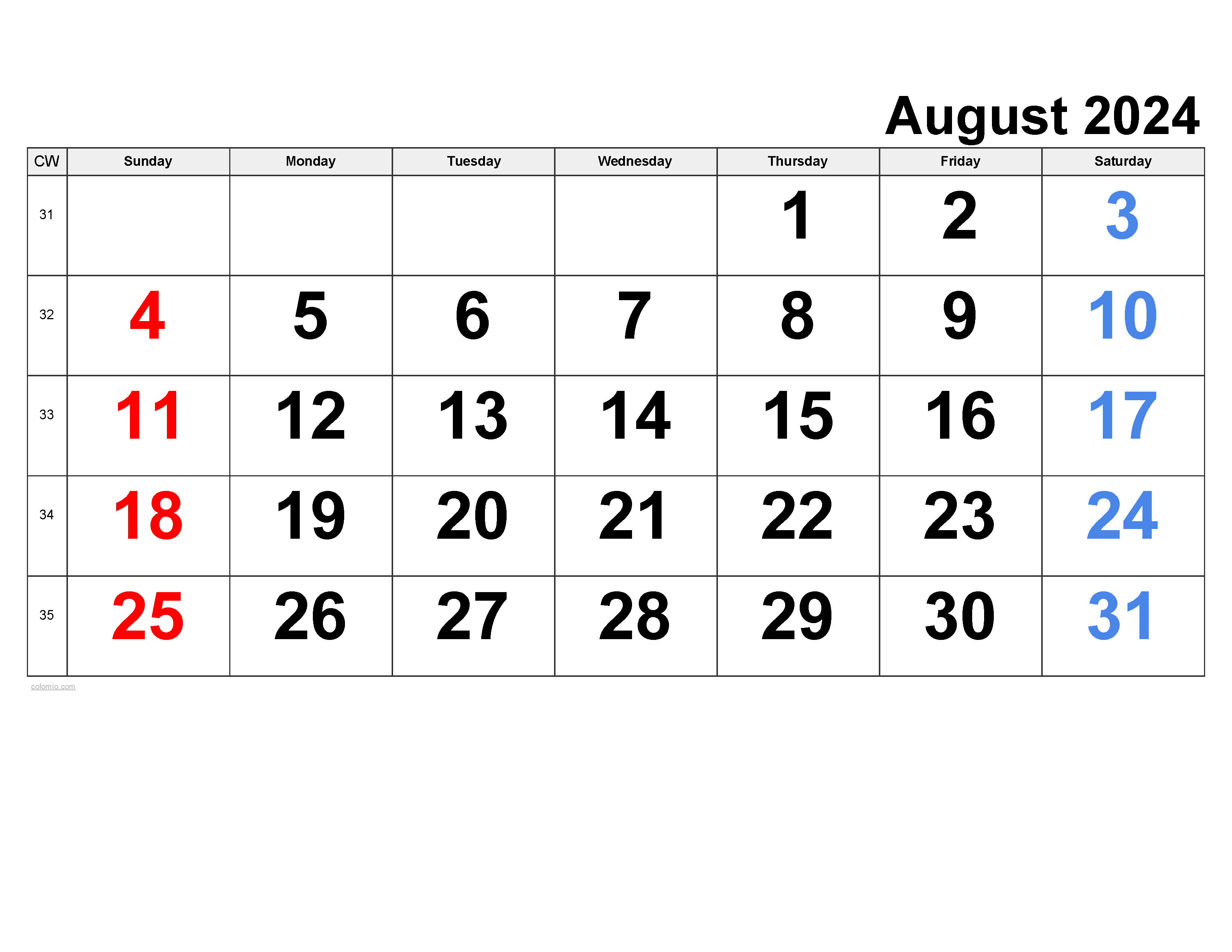 August 2024 Calendar | Free Printable Pdf, Xls And Png in Calendar August 24