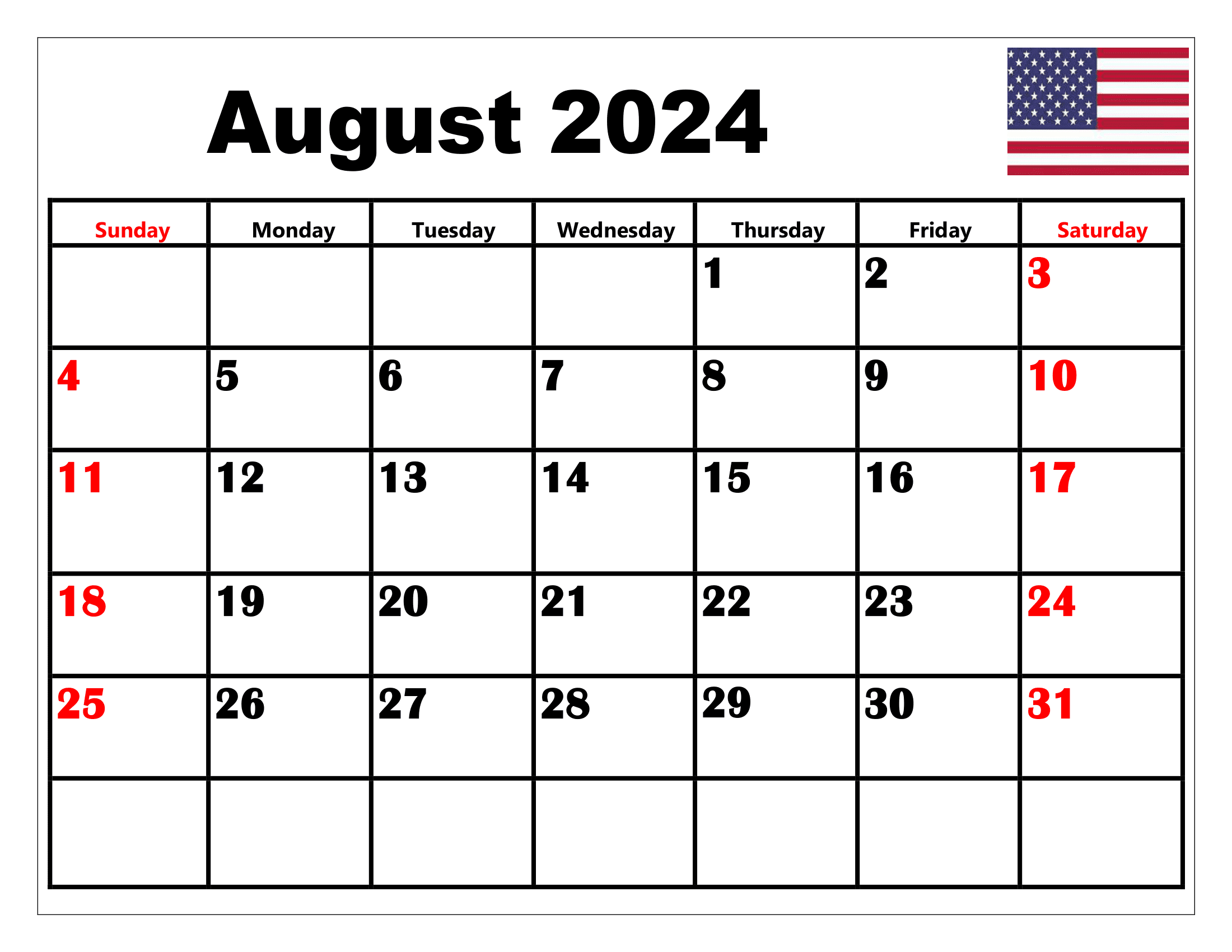 August 2024 Calendar Printable Pdf Templates Free Download for August Calendar 2024 With Holidays