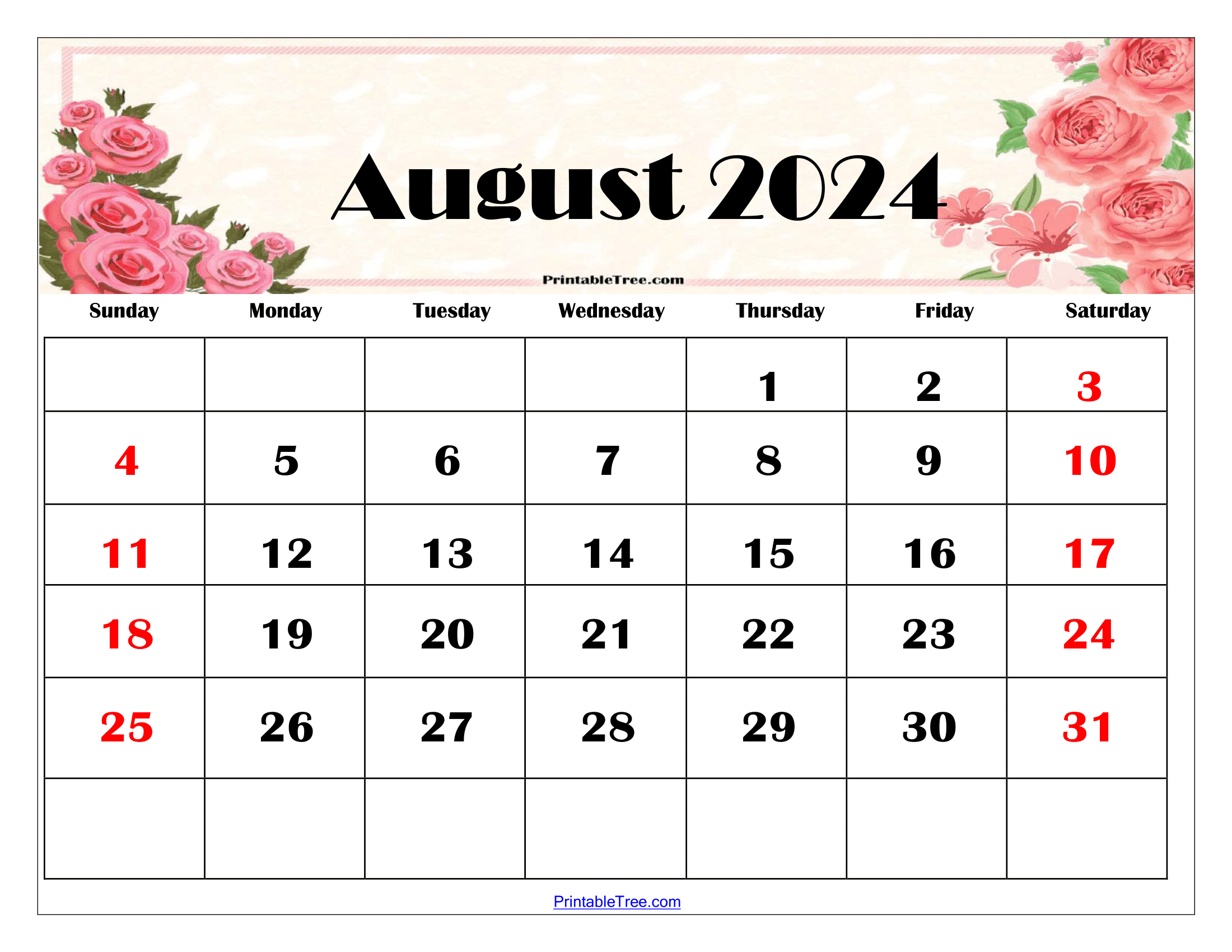 August 2024 Calendar Printable Pdf Templates Free Download pertaining to August Blank Printable Calendar 2024