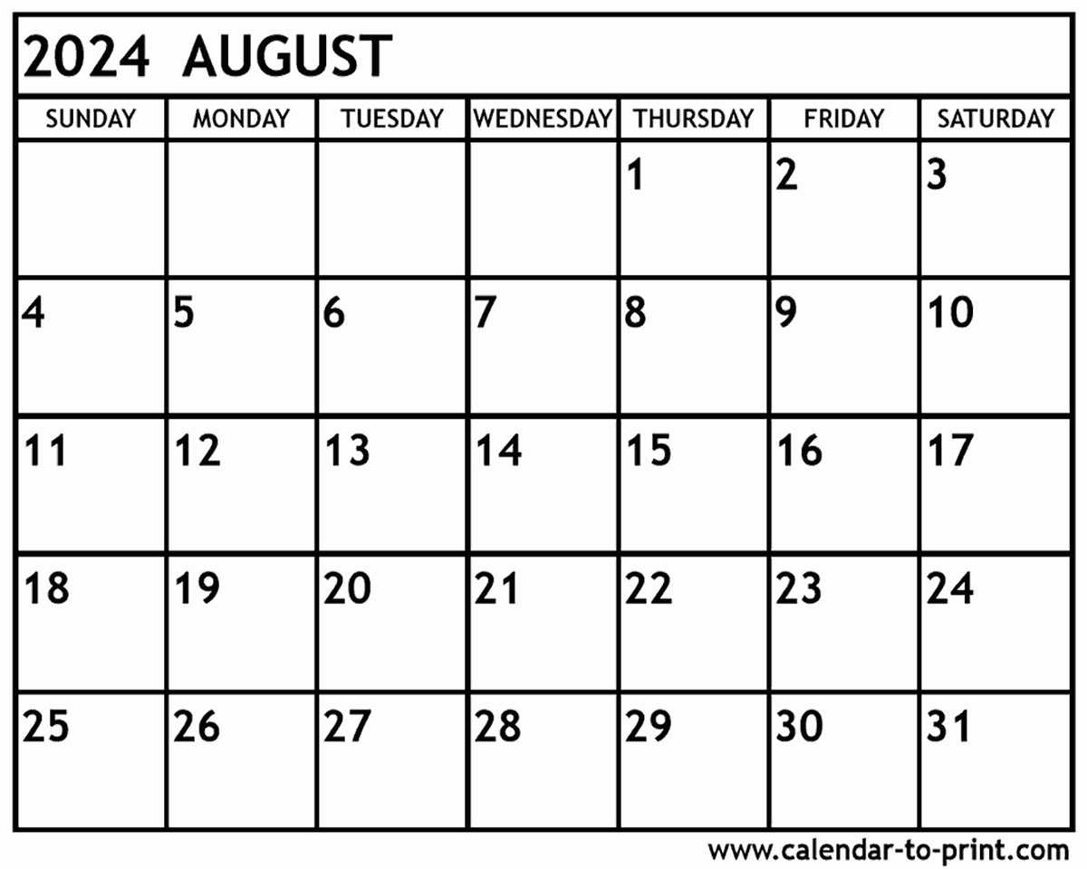 August 2024 Calendar Printable pertaining to Printable August September Calendar 2024