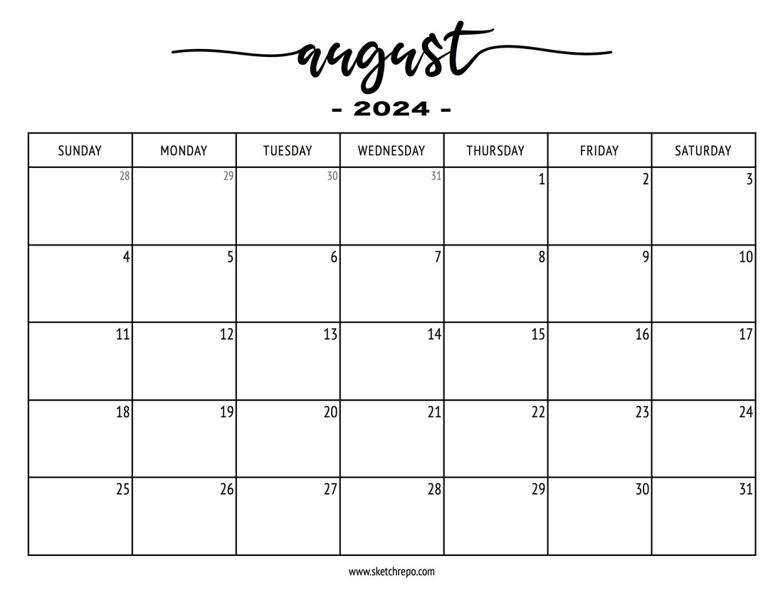 August 2024 Calendar – Sketch Repo with August Calendar Images 2024