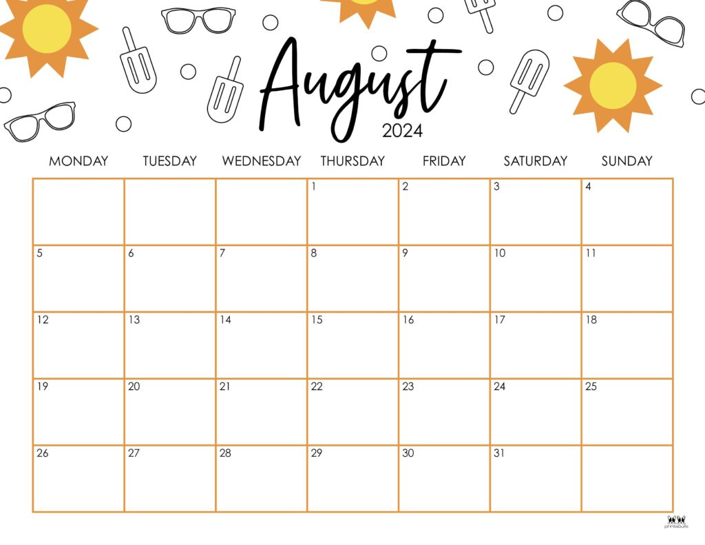 August 2024 Calendars - 50 Free Printables | Printabulls for 2024 Calendar Printable August