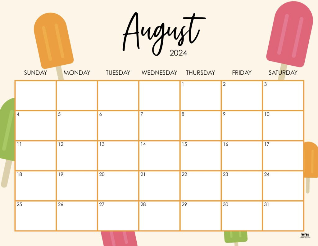 August 2024 Calendars - 50 Free Printables | Printabulls for August Printable Calendar 2024 Free