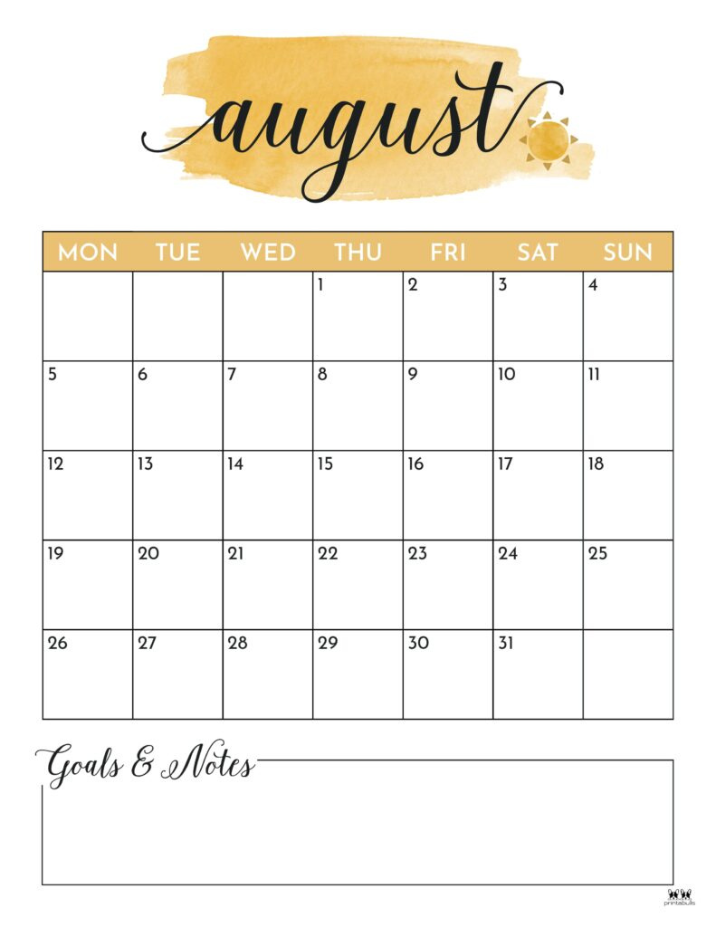 August 2024 Calendars - 50 Free Printables | Printabulls inside Show Me August Calendar 2024