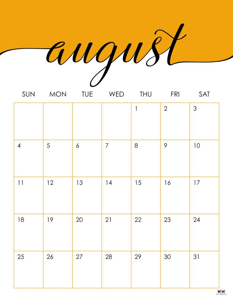 August 2024 Calendars - 50 Free Printables | Printabulls regarding August 2024 Calendar Printable Vertical