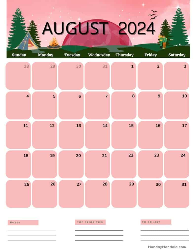 August 2024 Calendars (52 Free Pdf Printables) in August 2024 Calendar Printable Portrait