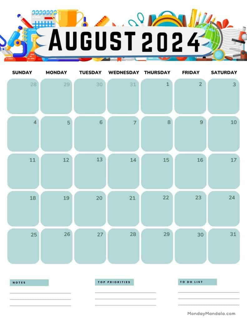 August 2024 Calendars (52 Free Pdf Printables) intended for August 2024 Calendar Printable Vertical