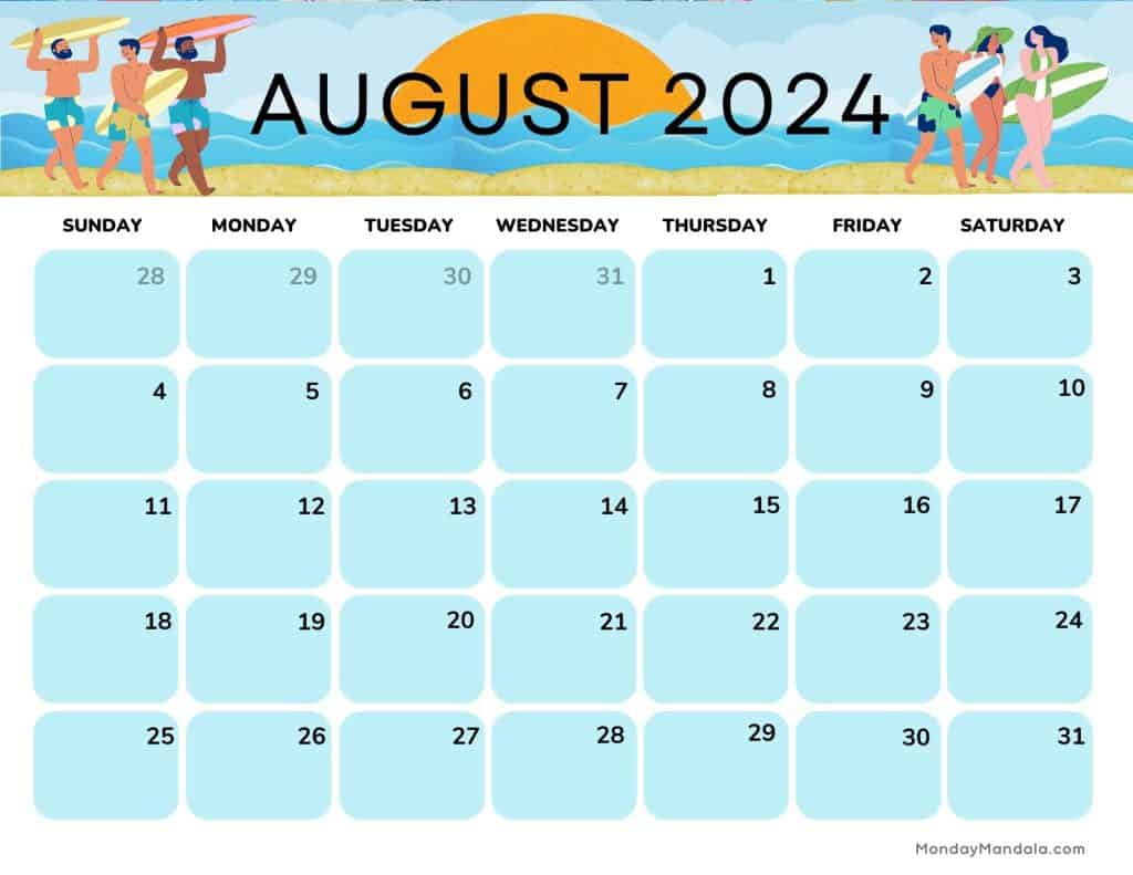 August 2024 Calendars (52 Free Pdf Printables) with regard to Free August Calendar 2024