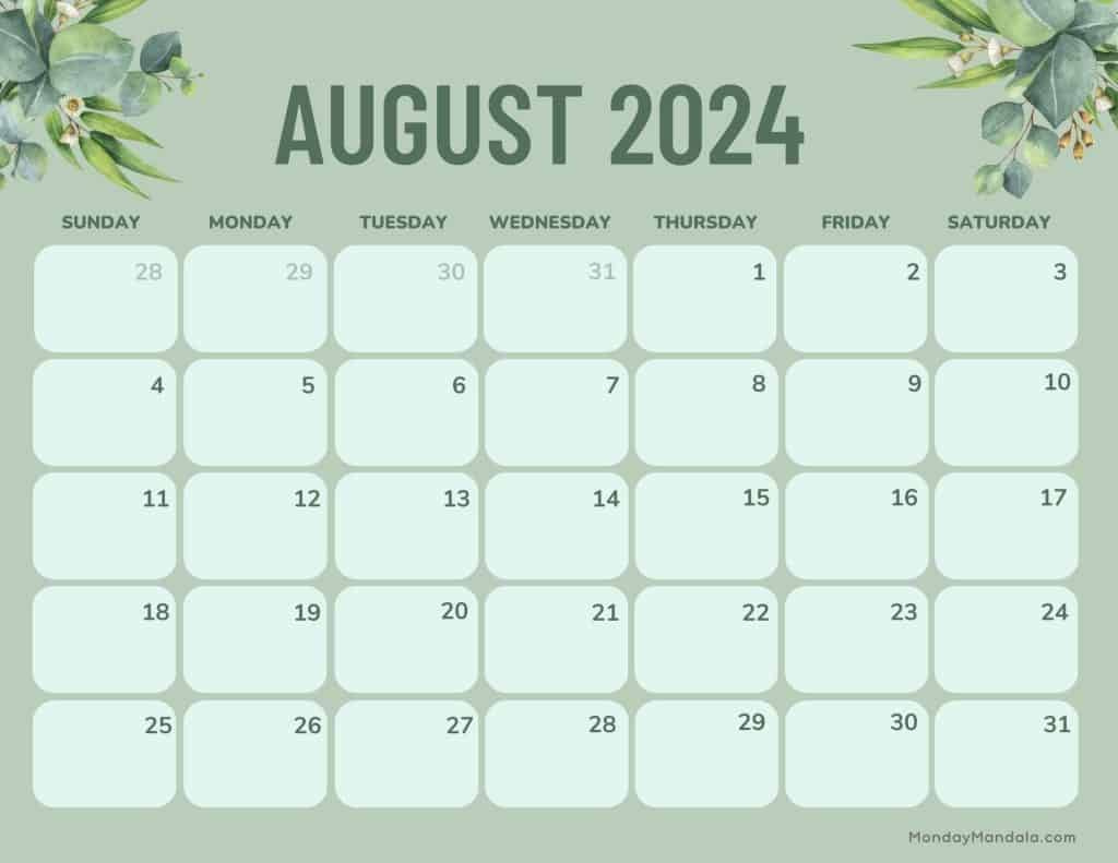 August 2024 Calendars (52 Free Pdf Printables) within August 2024 Calendar Printable Landscape