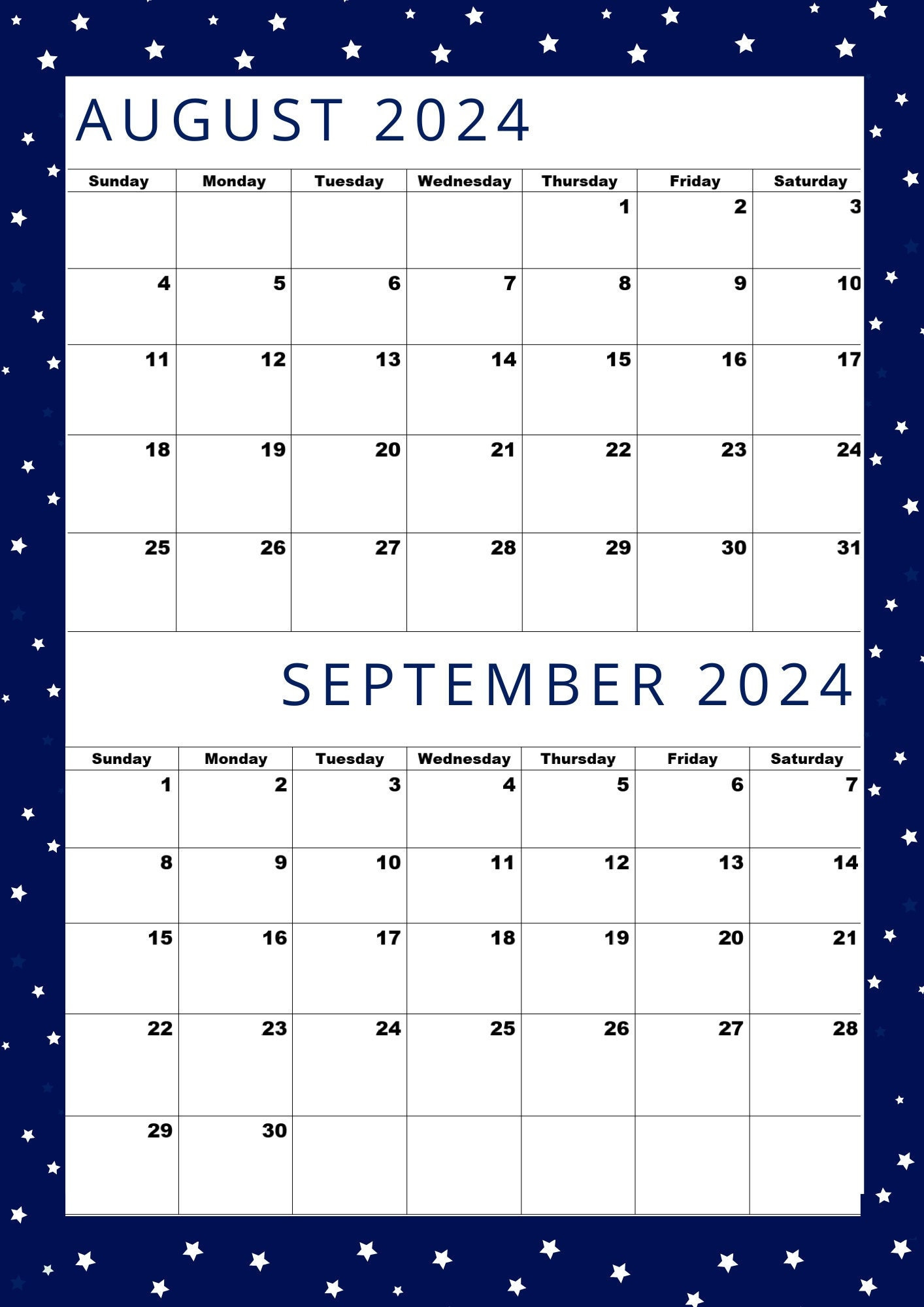 Calendar Of August And September 2024 Printable Calendar 2024