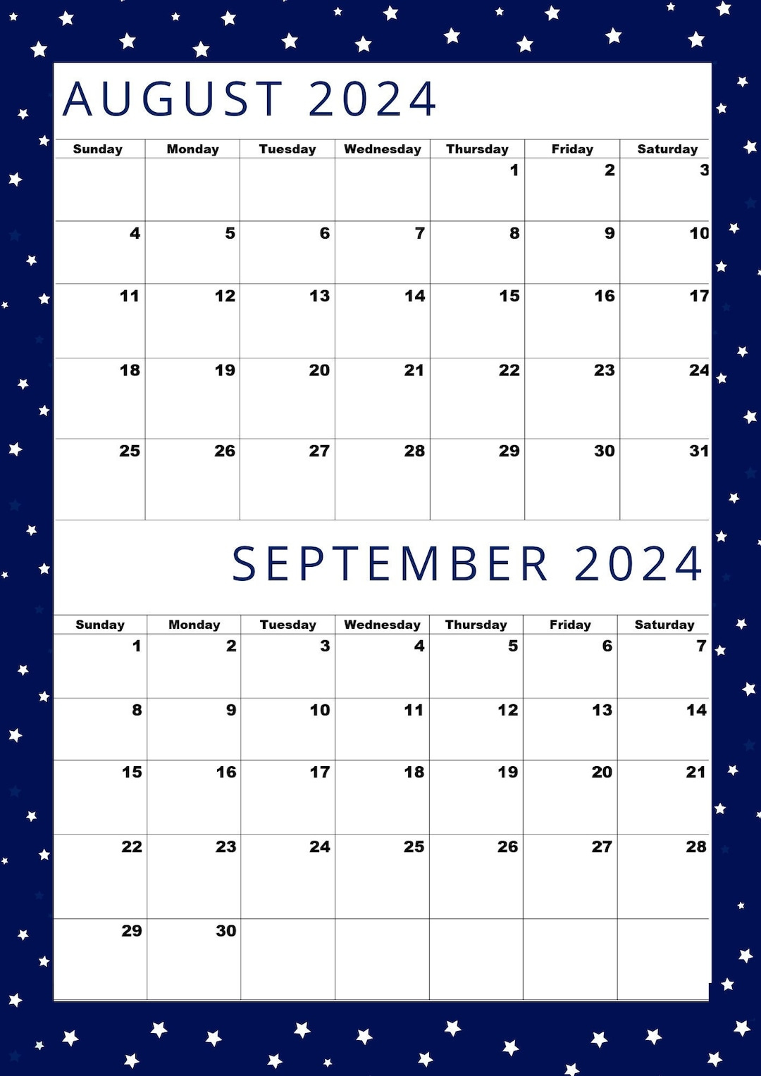 August 2024 Kalender,September 2024 Kalender,August 2024 Sep 2024 in August And September Printable Calendar 2024