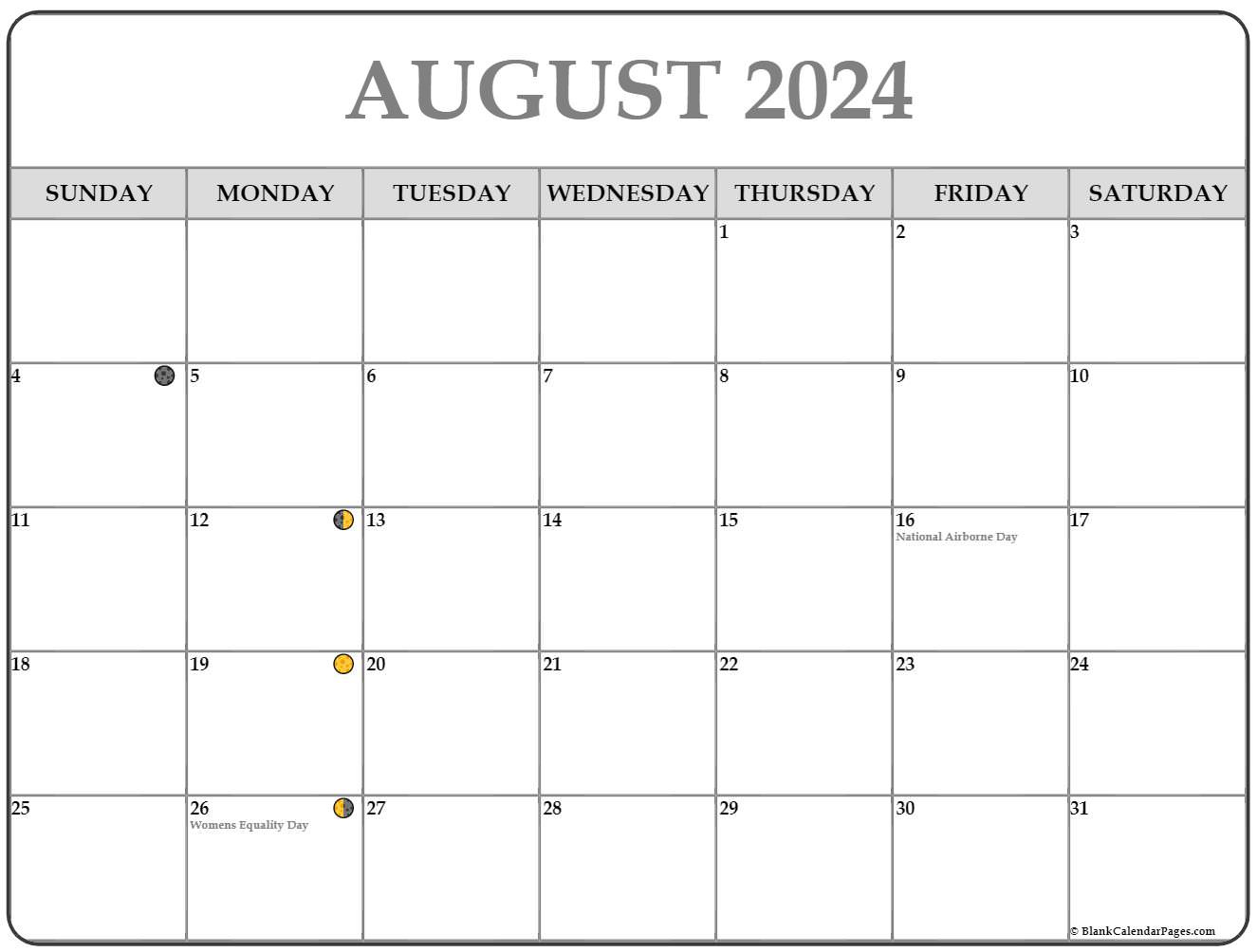 August 2024 Lunar Calendar | Moon Phase Calendar inside August 2024 Moon Phase Calendar