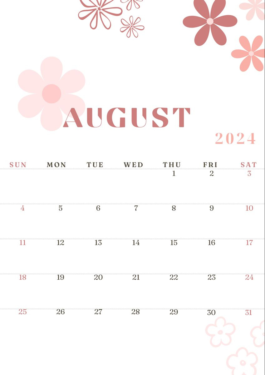 August Calendar 2024, August Calendar, Calendar Background, Study in Aesthetic August Calendar 2024