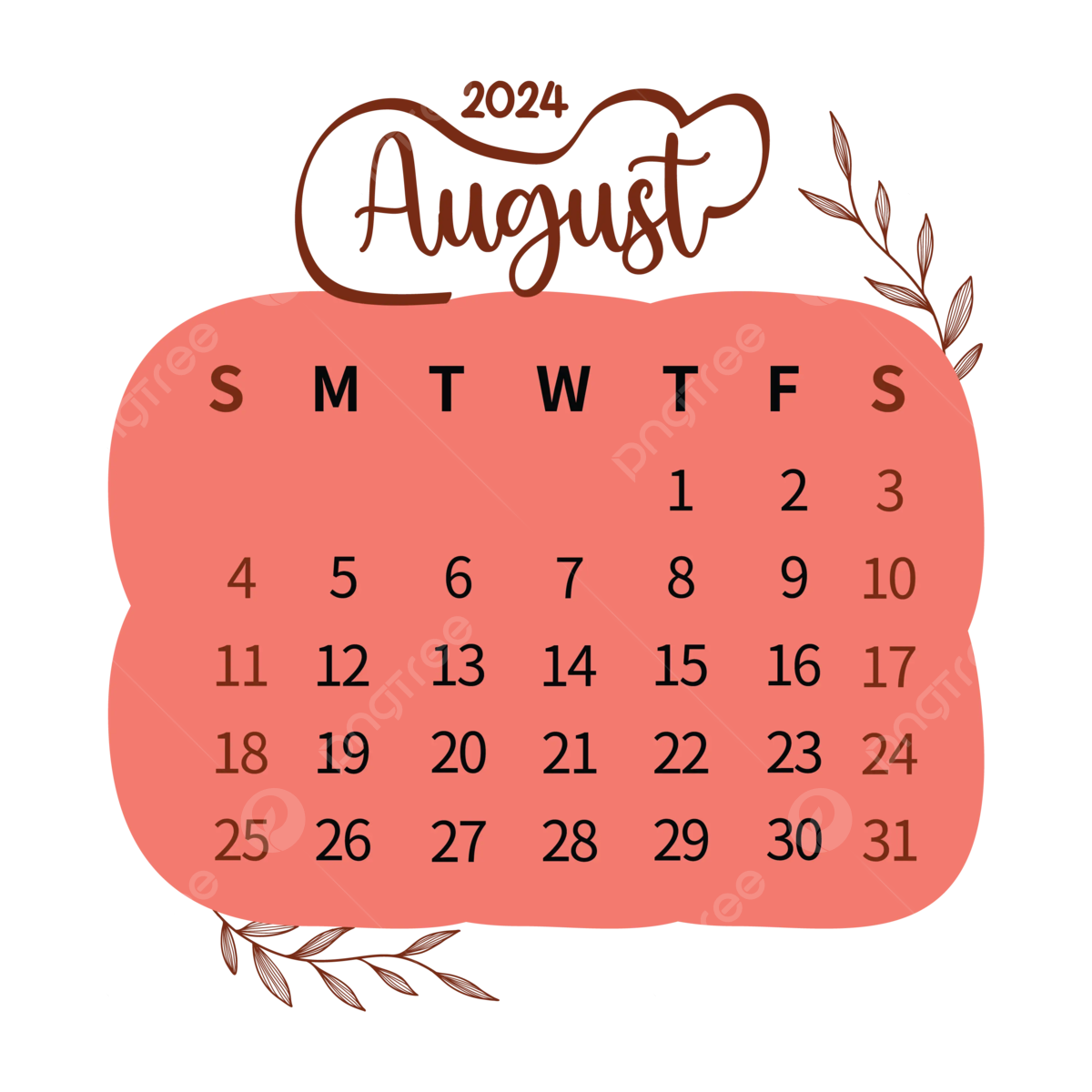 August Calendar Clipart Png, Vector, Psd, And Clipart With for August Calendar Clipart 2024