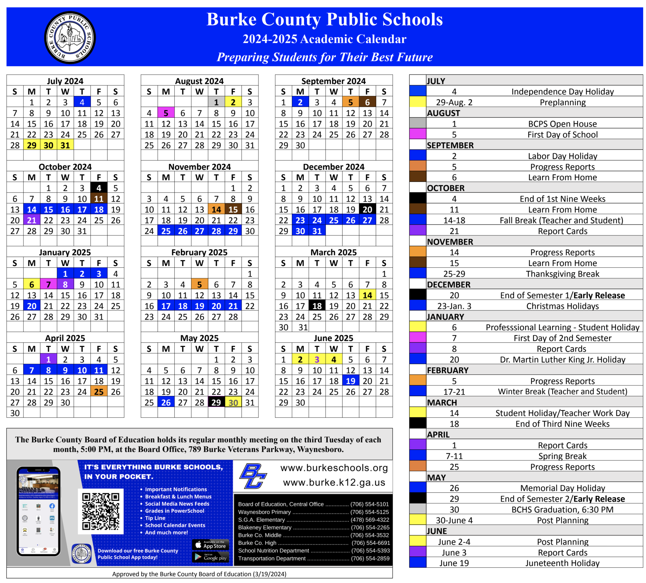 Calendar – Students &amp;amp; Parents – Burke County Public Schools in Augusta County School Calendar 2024-2025 Printable