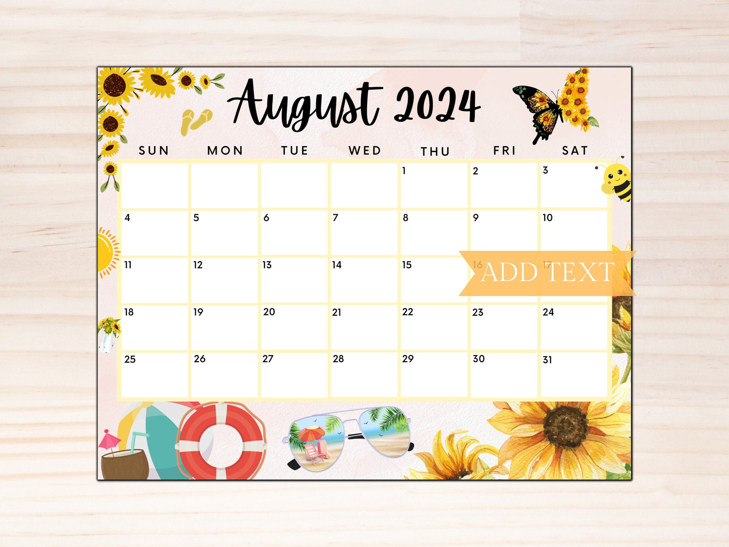 Editable August 2024 Calendar, Printable Calendar 2024, Beautiful for Calendar August 2024